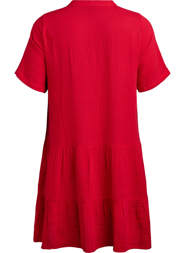 Robe courte évasée en mousseline de coton, Rouge, Packshot image number 1