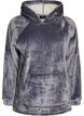 Hoodie aus Velours mit K&auml;ngurutasche, Grau, Packshot image number 0