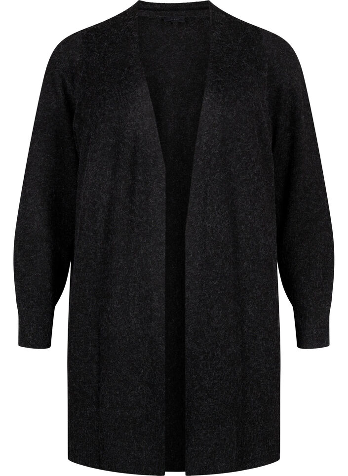 Cardigan long ouvert à l'avant, Dark Grey Melange, Packshot image number 0