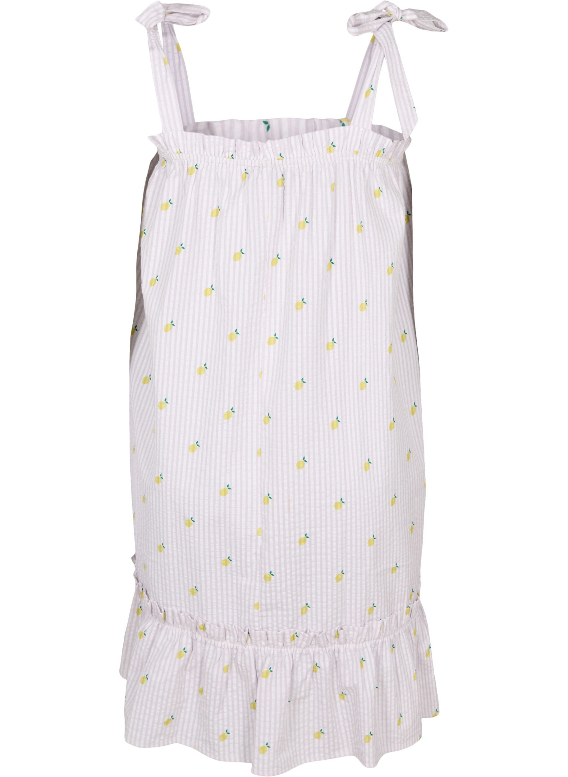 Zizzi Strandkleid aus Baumwolle mit verstellbaren Tr&auml;gern, Lemon Print, Packshot image number 1