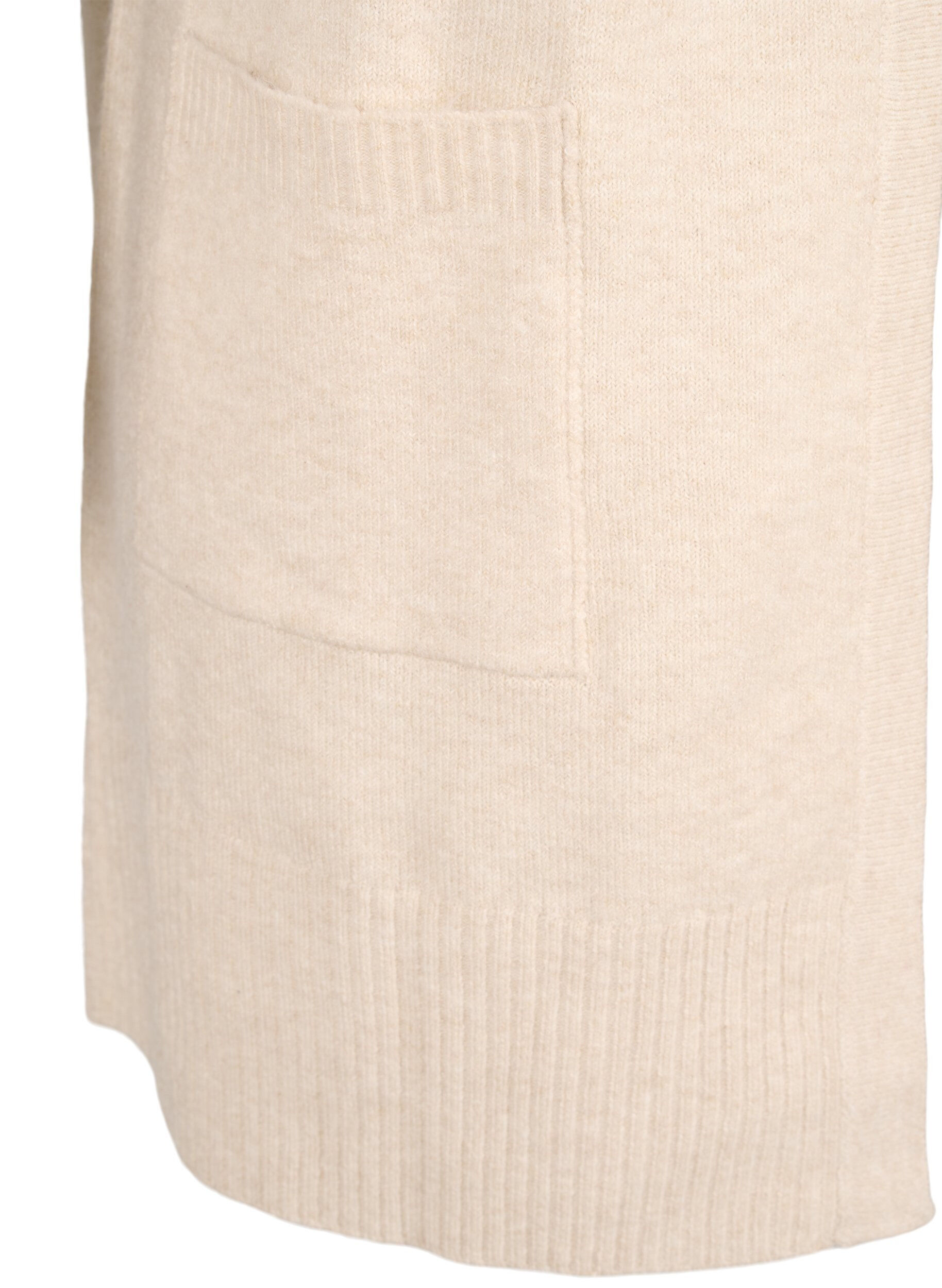 ZizziStrickjacke mit Rippenstrick und Taschen, Beige, Packshot image number 3