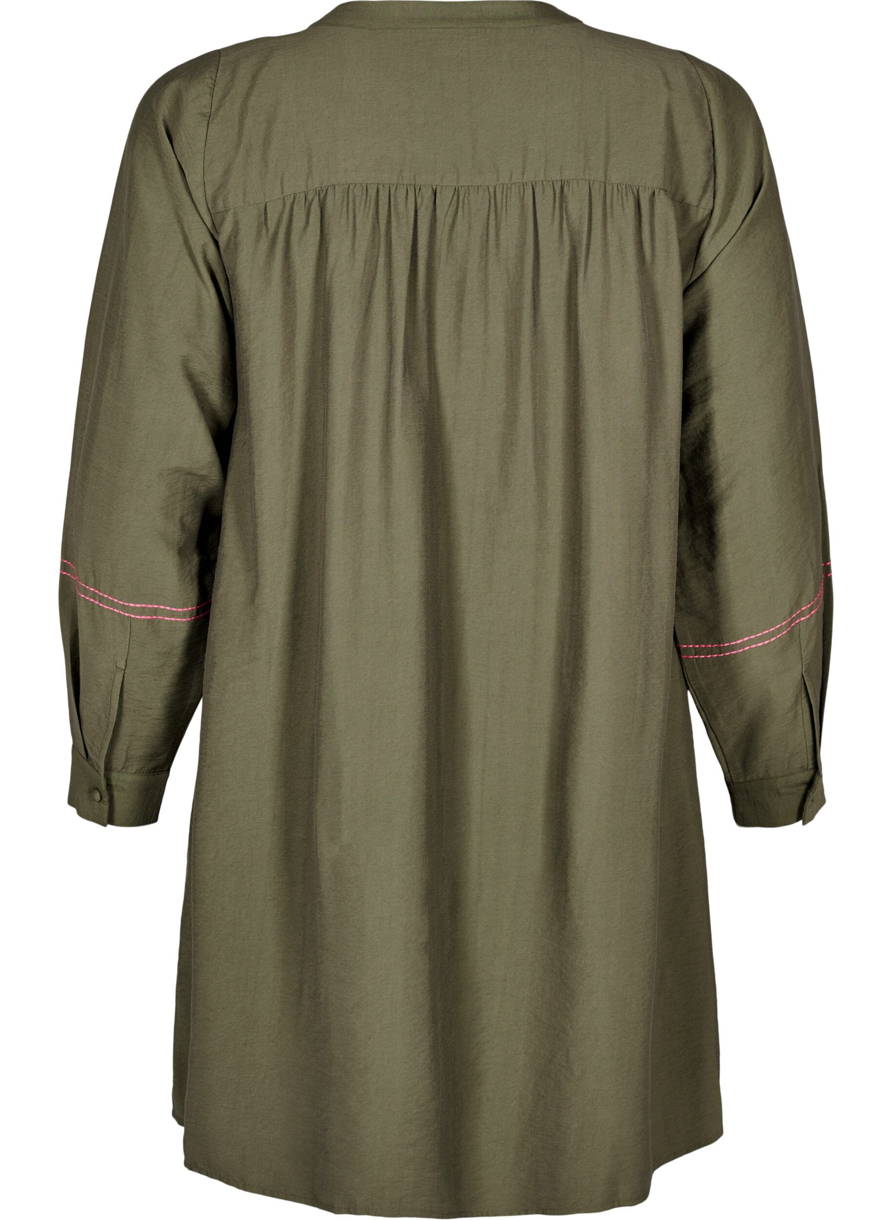 Zizzi Robe courte avec broderie en contraste, Vert fonc&eacute;, Packshot image number 1