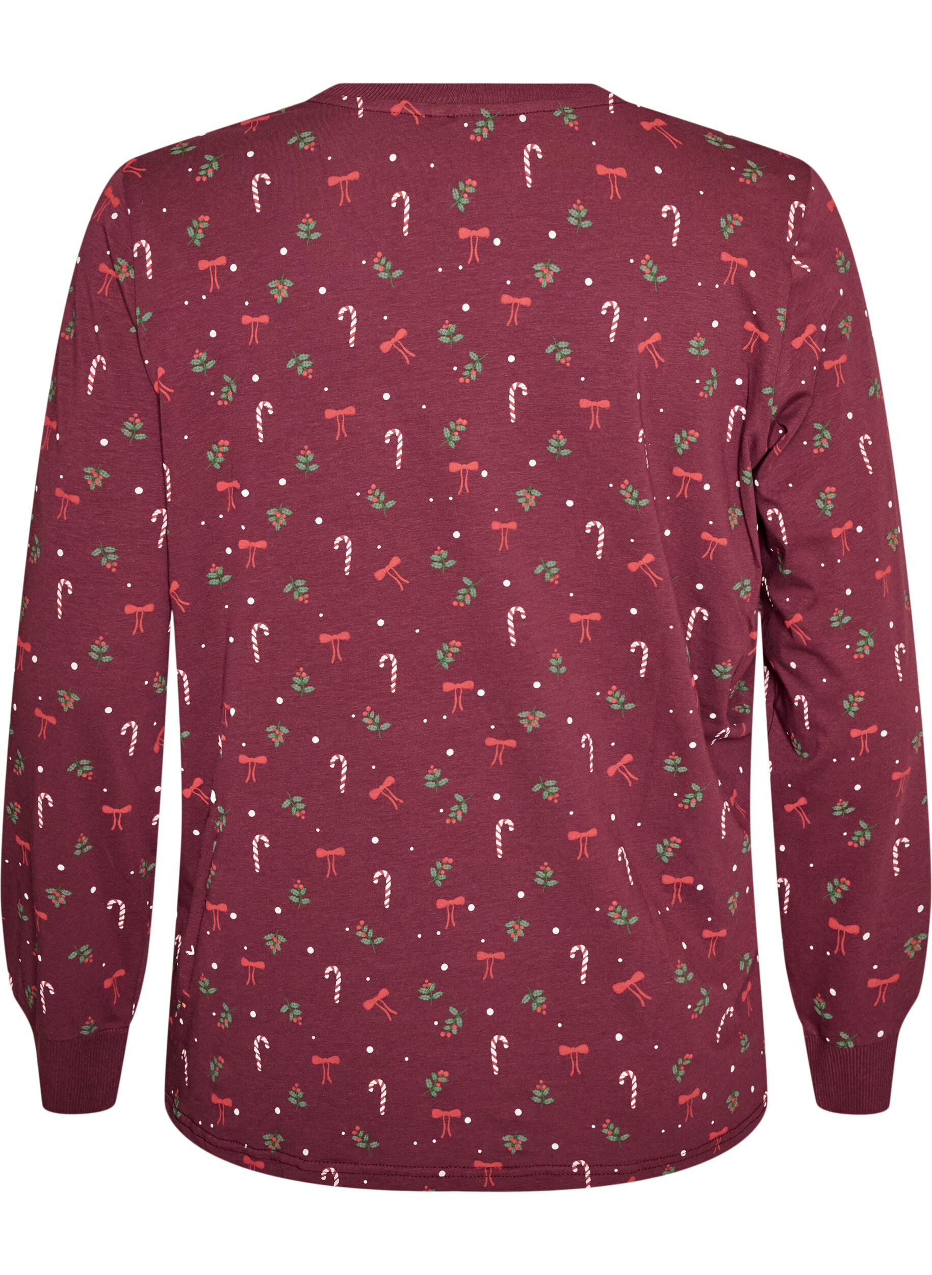 ZizziNachtbluse mit Print, Dunkles Bordeaux, Packshot image number 1