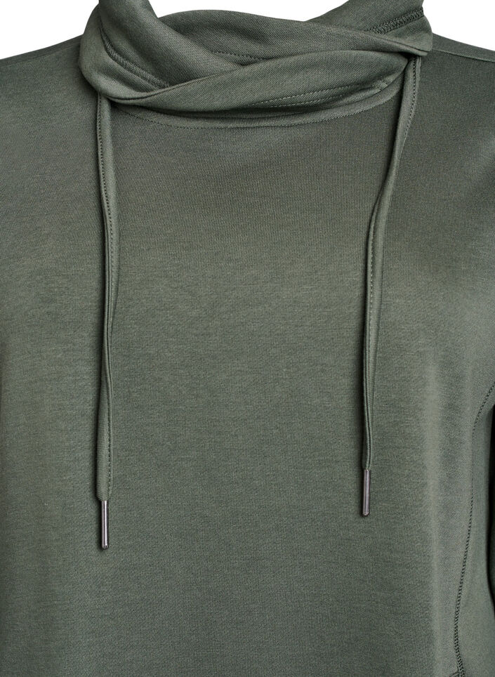 FLASH - Robe sweat-shirt courte à col montant et poches, Vert, Packshot image number 2