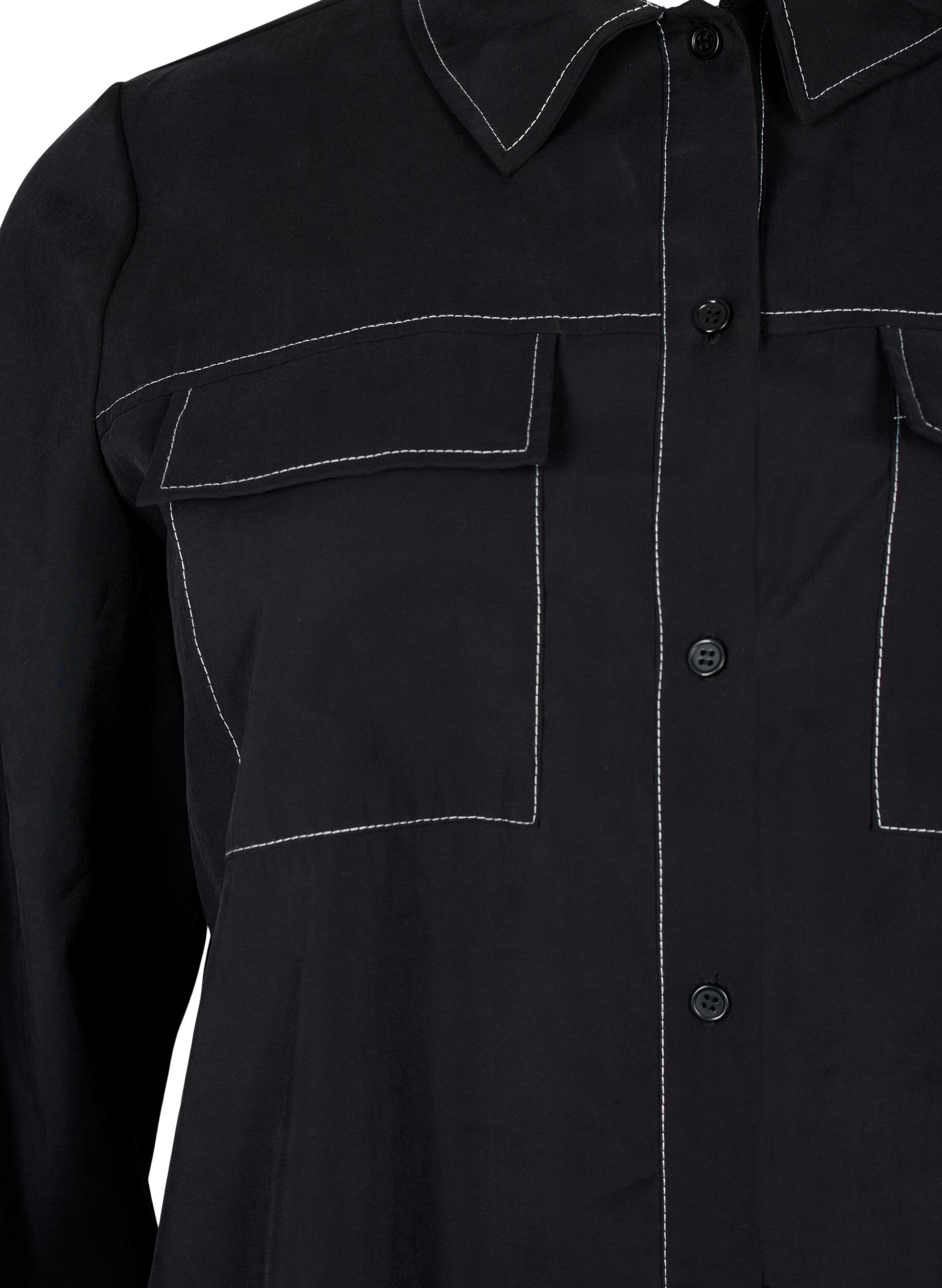 Zizzi Chemise avec coutures contrast&eacute;es, Black, Packshot image number 2