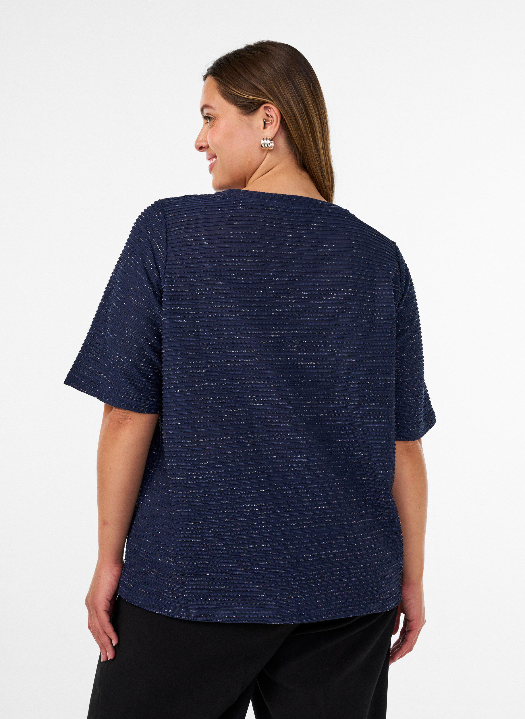 ZizziBluse mit Struktur und Glitzer, Blau, Model image number 2