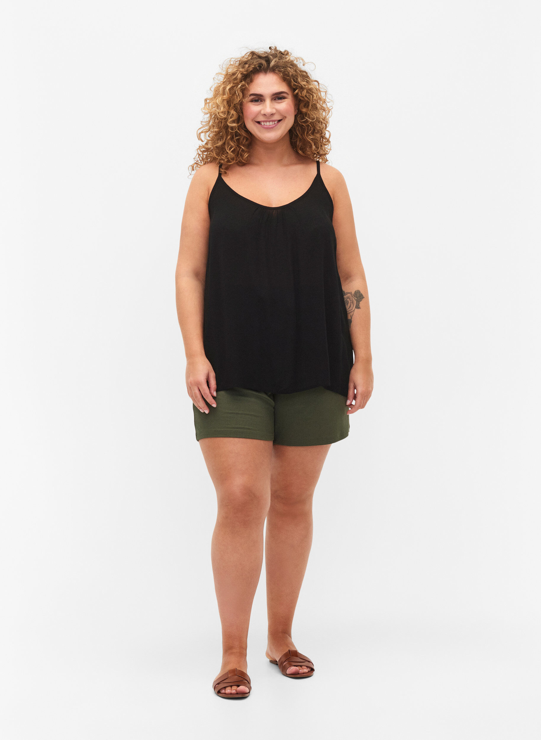 Zizzi Tr&auml;gertop aus Viskose, Schwarz, Model image number 1