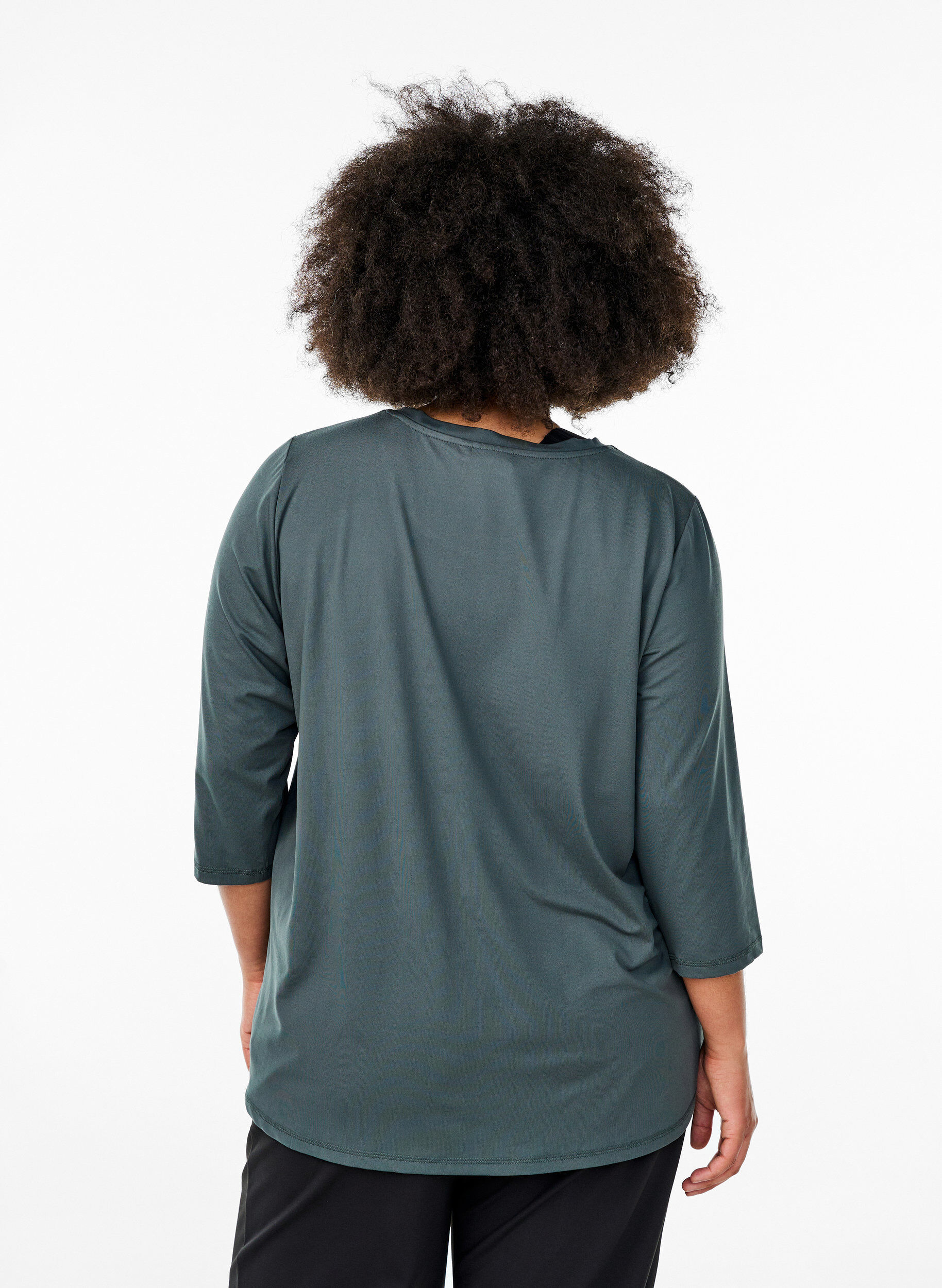 Zizzi Trainingsbluse mit 3/4 &Auml;rmeln, Grau, Model image number 2