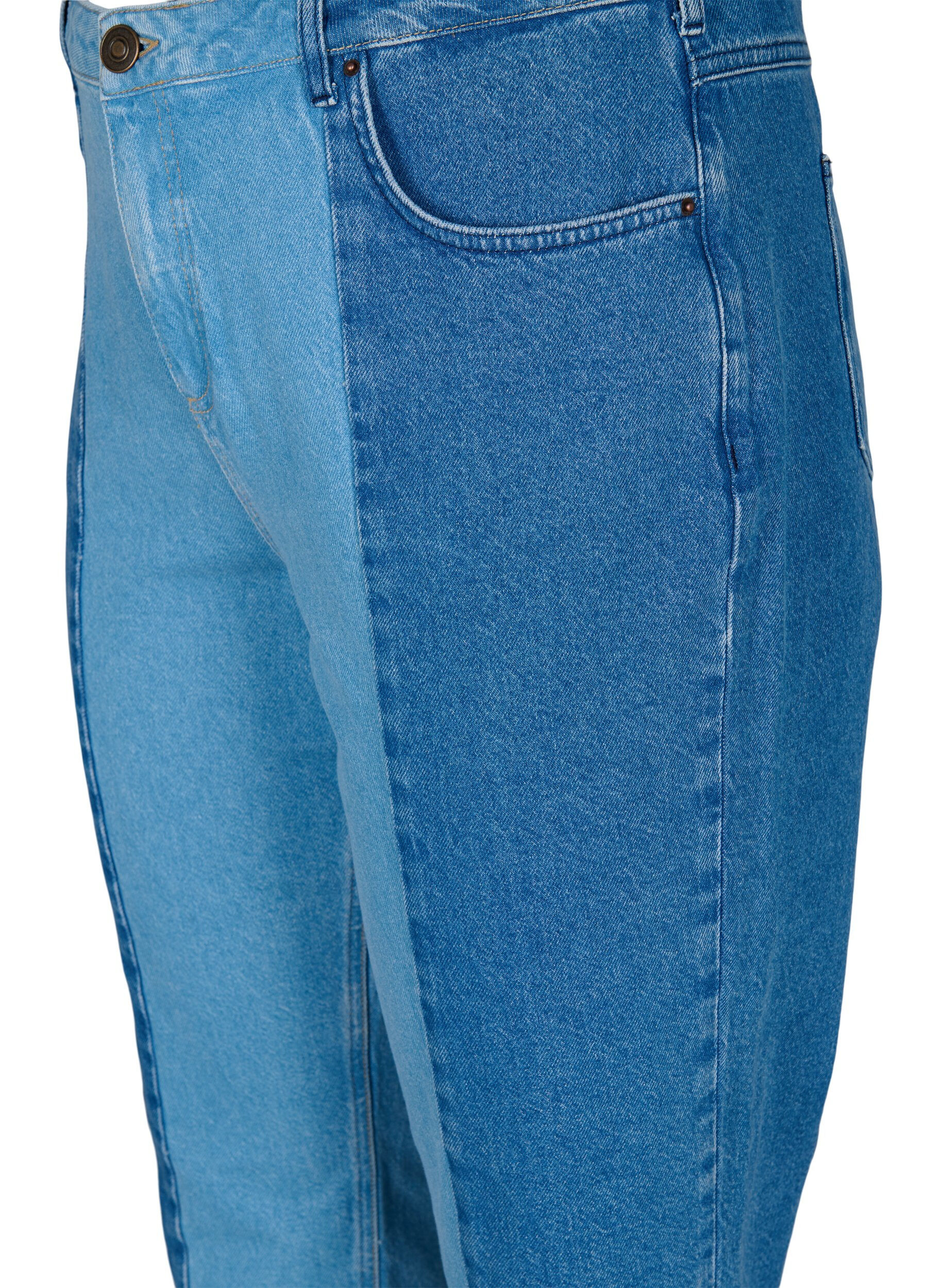 Zizzi Jean Vera court avec bloc de couleurs, Blue denim, Packshot image number 2