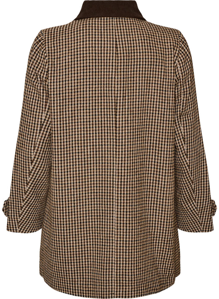 Manteau &agrave; carreaux avec col en velours c&ocirc;tel&eacute;, Marron, Packshot