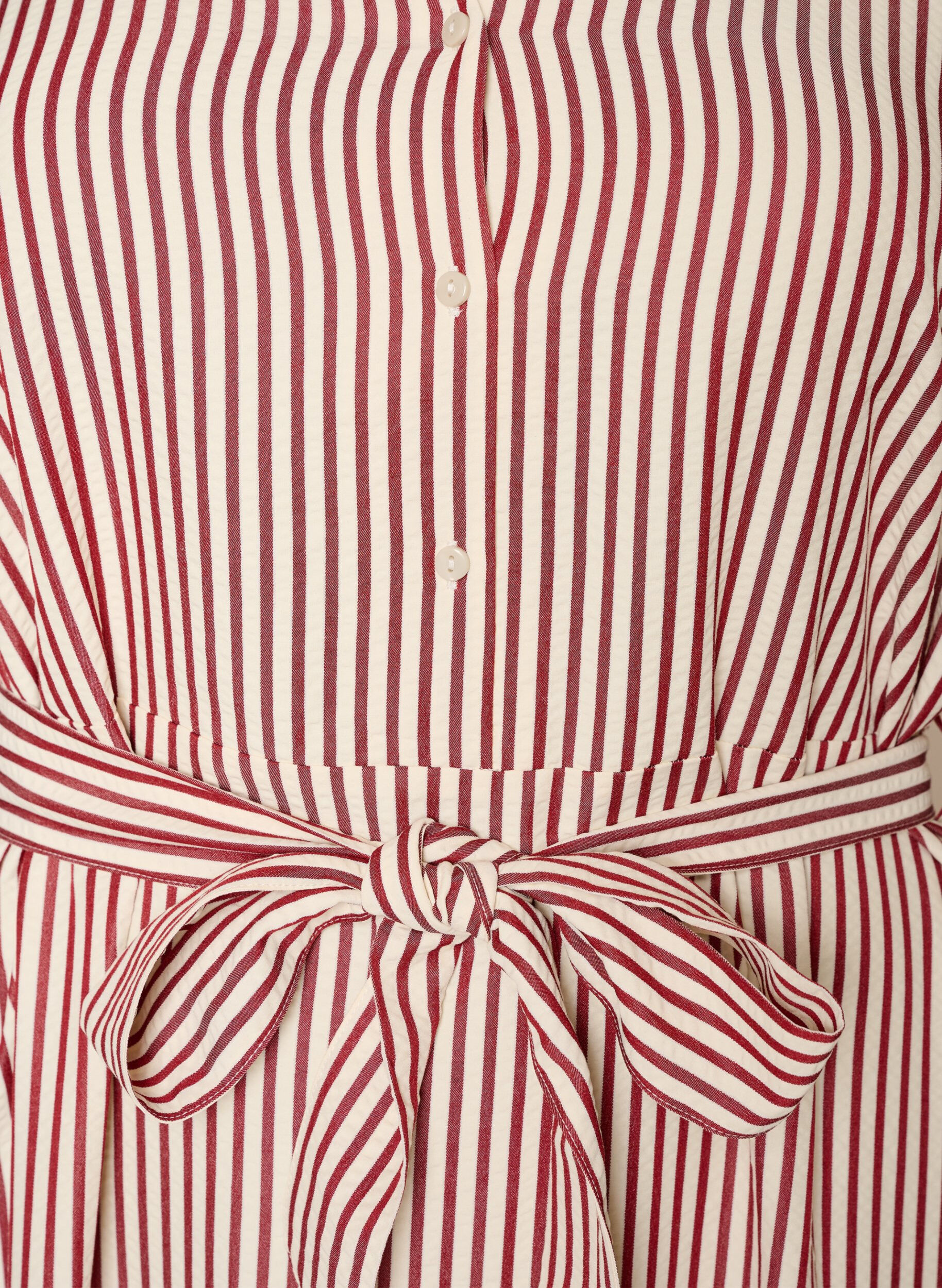 ZizziKn&ouml;chellanges Hemdblusenkleid mit Bindeg&uuml;rtel und Streifen, Rot, Packshot image number 2