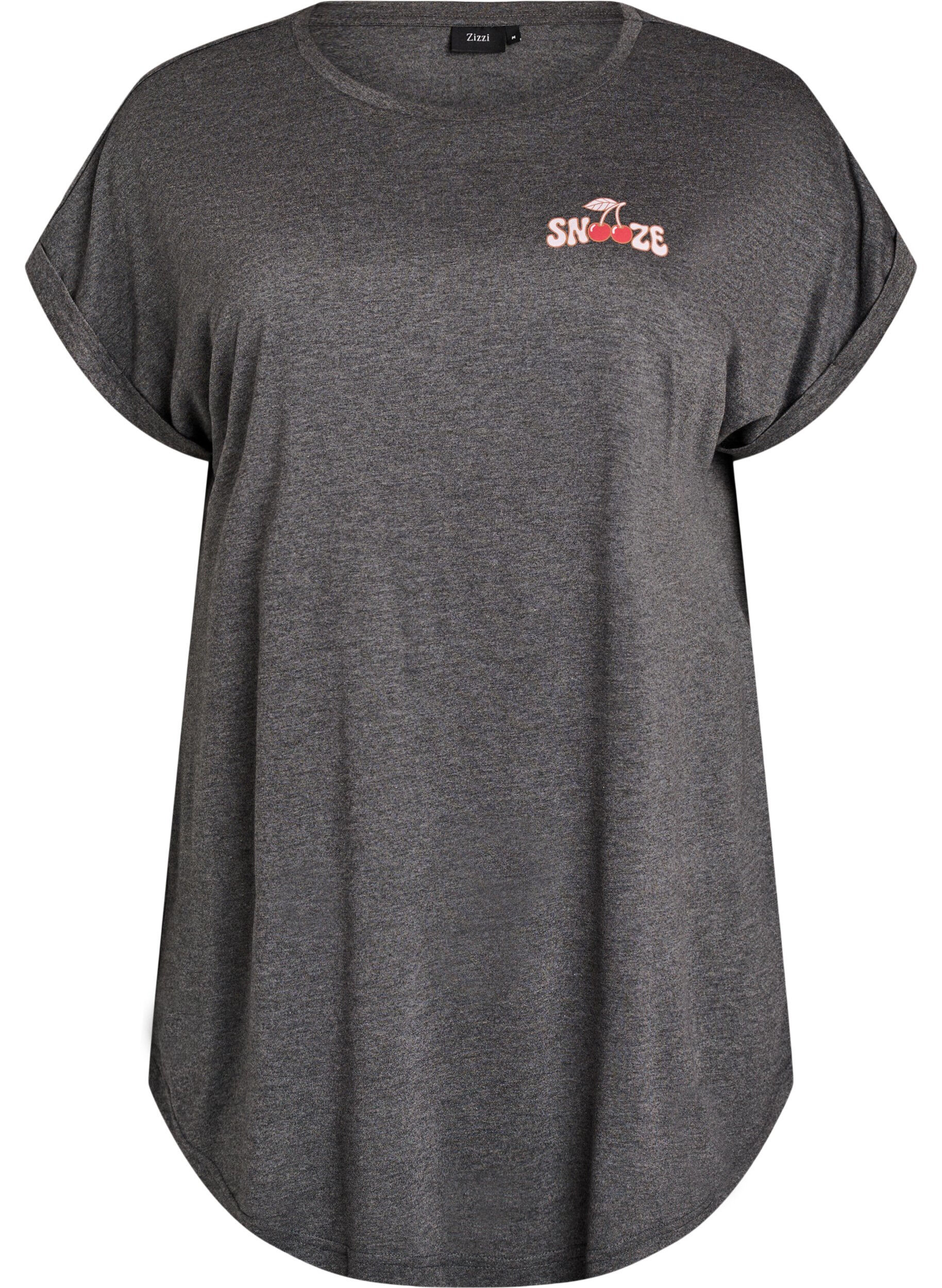 Chemise de nuit &agrave; manches courtes avec imprim&eacute; de texte