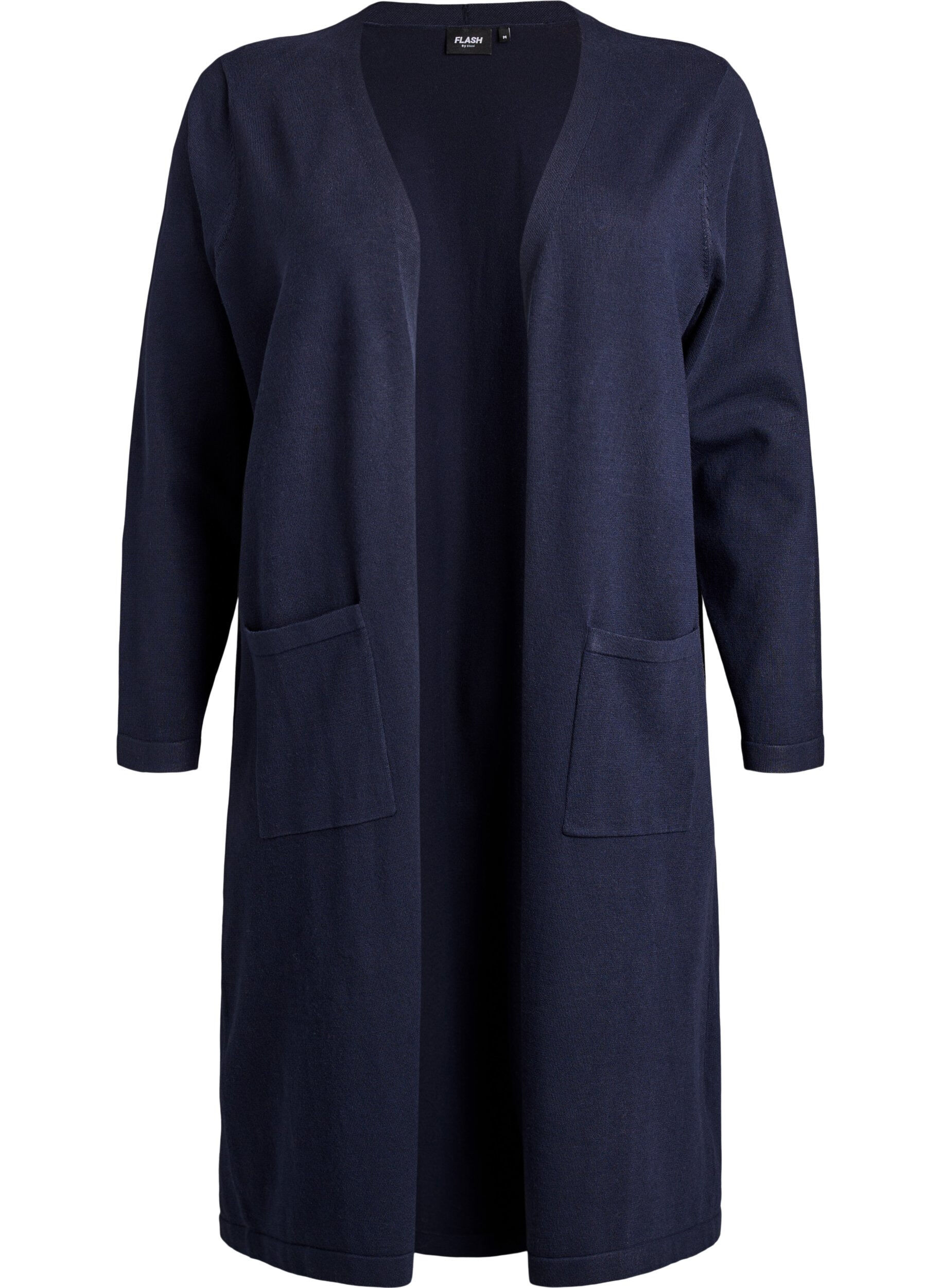 FLASH - Lange, offene Strickjacke mit Taschen