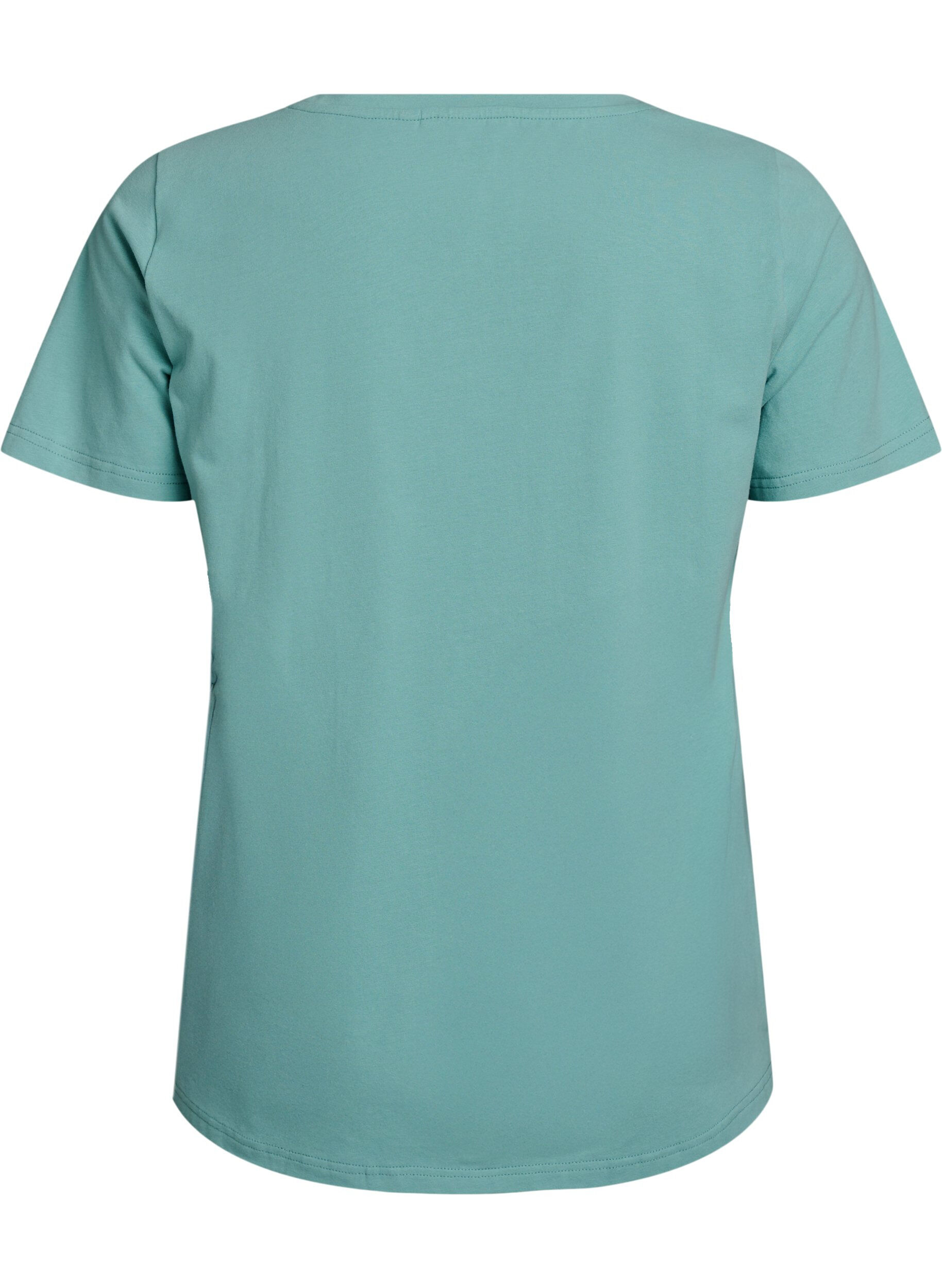 Zizzi Einfarbiges Basic-T-Shirt aus Baumwolle, Gr&uuml;n, Packshot image number 1