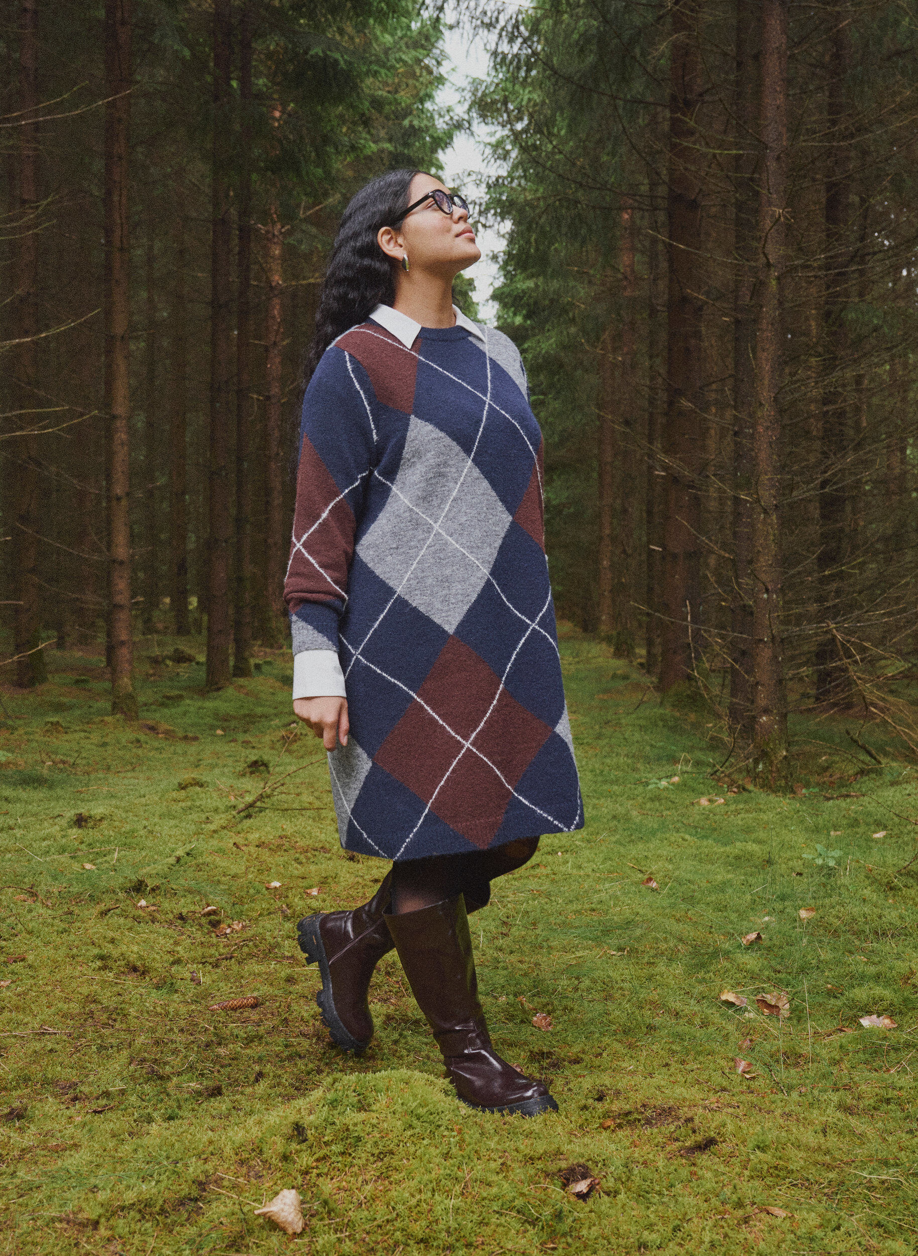 Robe en maille &agrave; grands carreaux