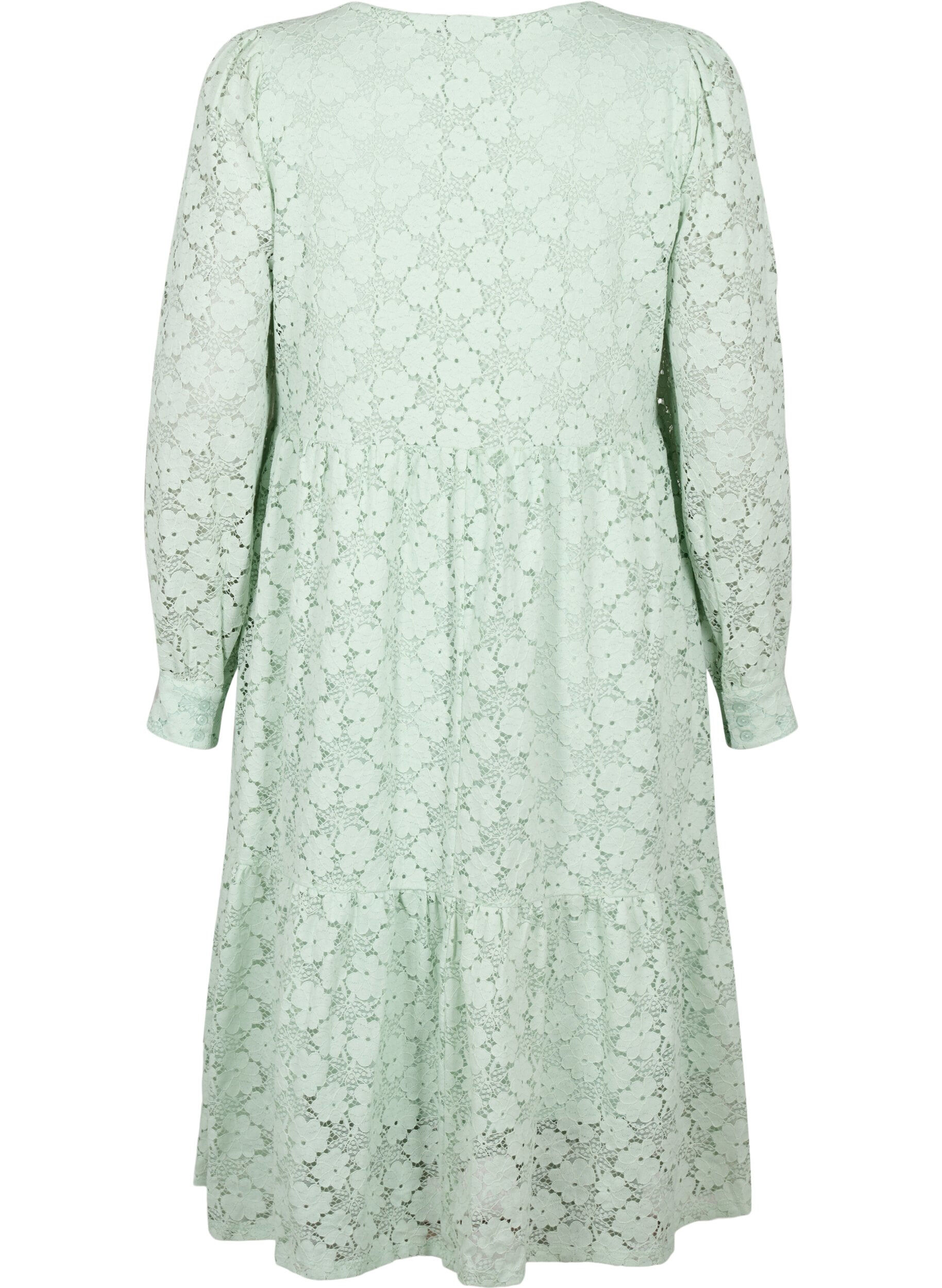 Zizzi Spitze Kleid mit langen &Auml;rmeln, Pastel Green , Packshot image number 1