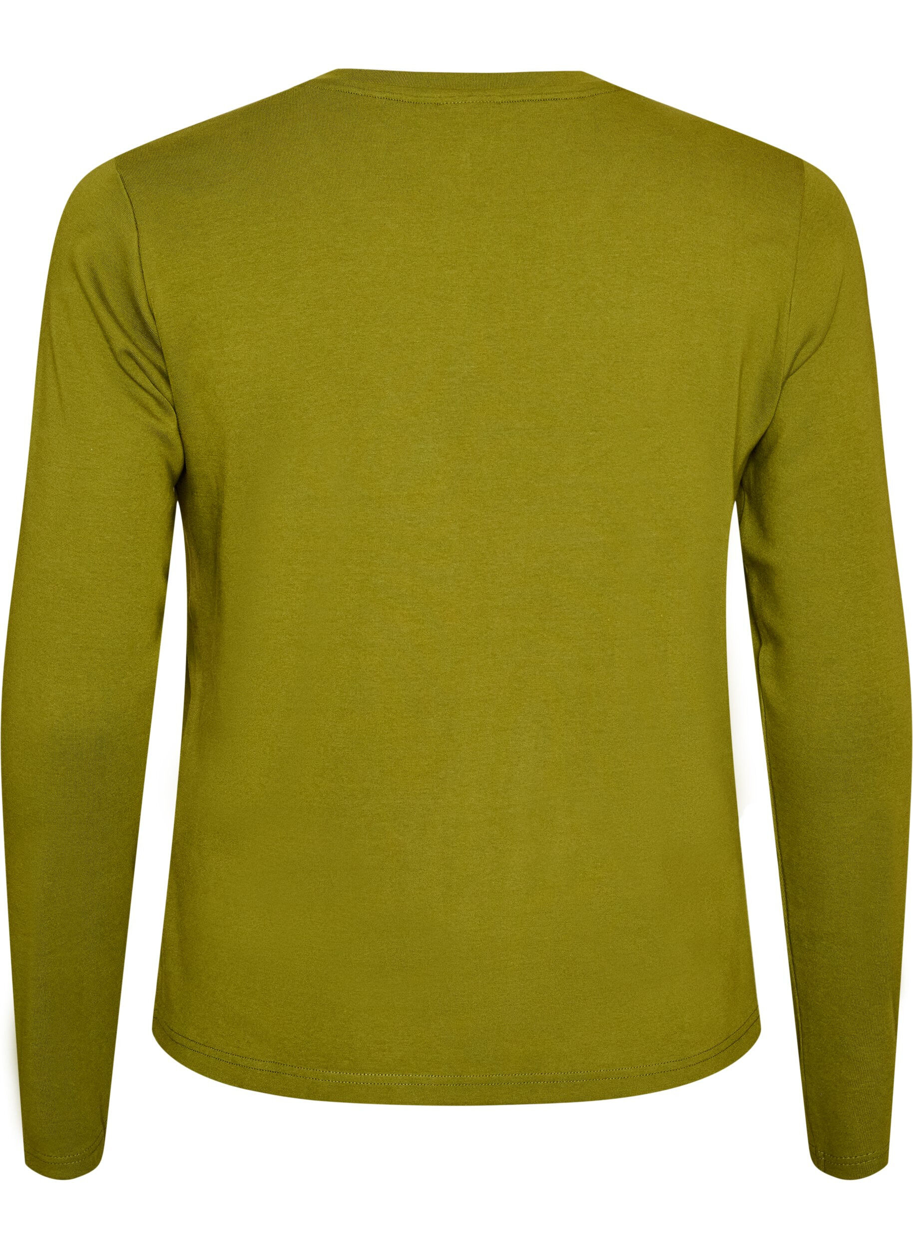 ZizziT-shirt basique &agrave; manches longues et col rond, Vert Kaki, Packshot image number 1