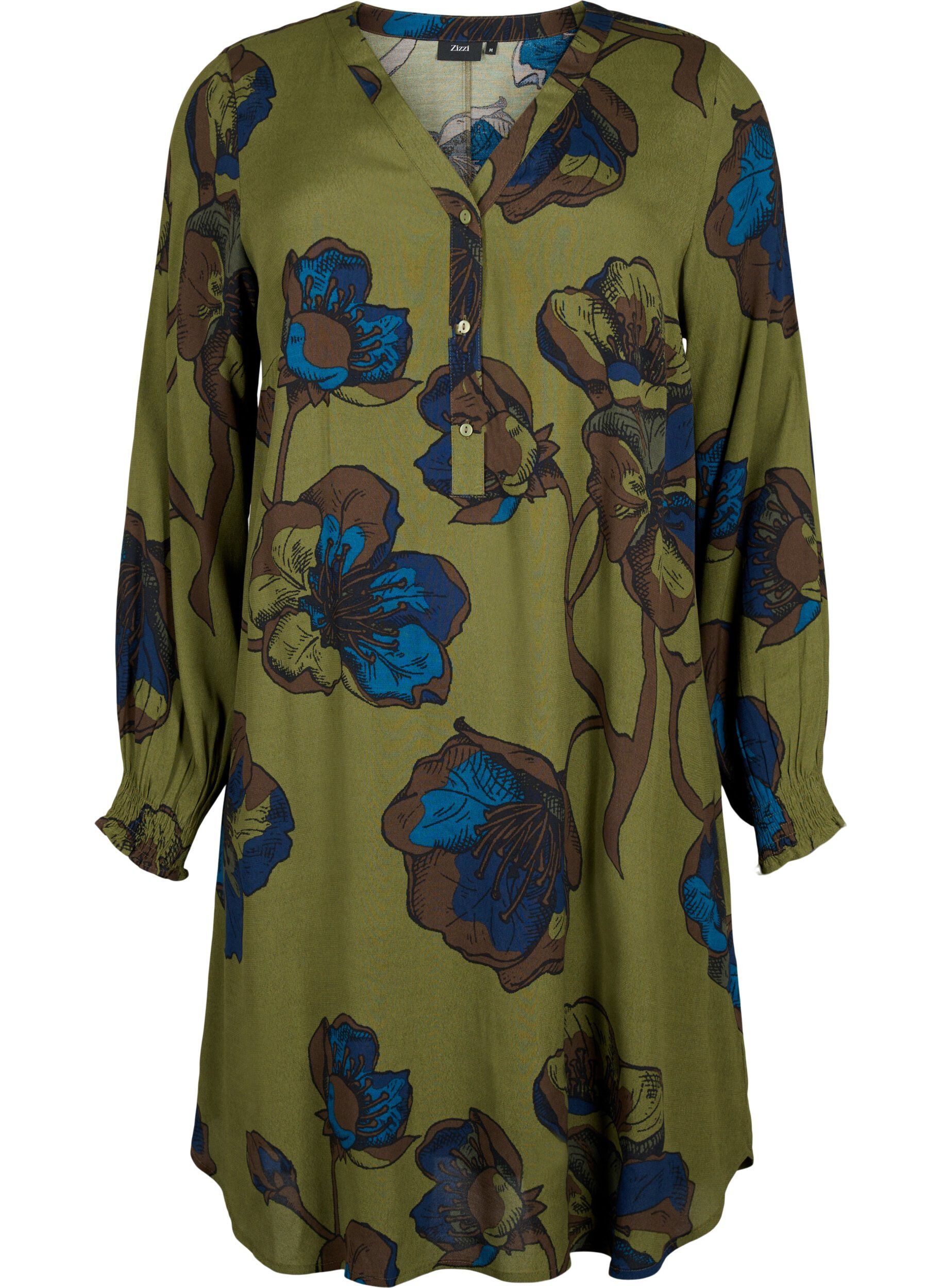 ZizziRobe imprim&eacute;e en viscose, Vert, Packshot image number 0
