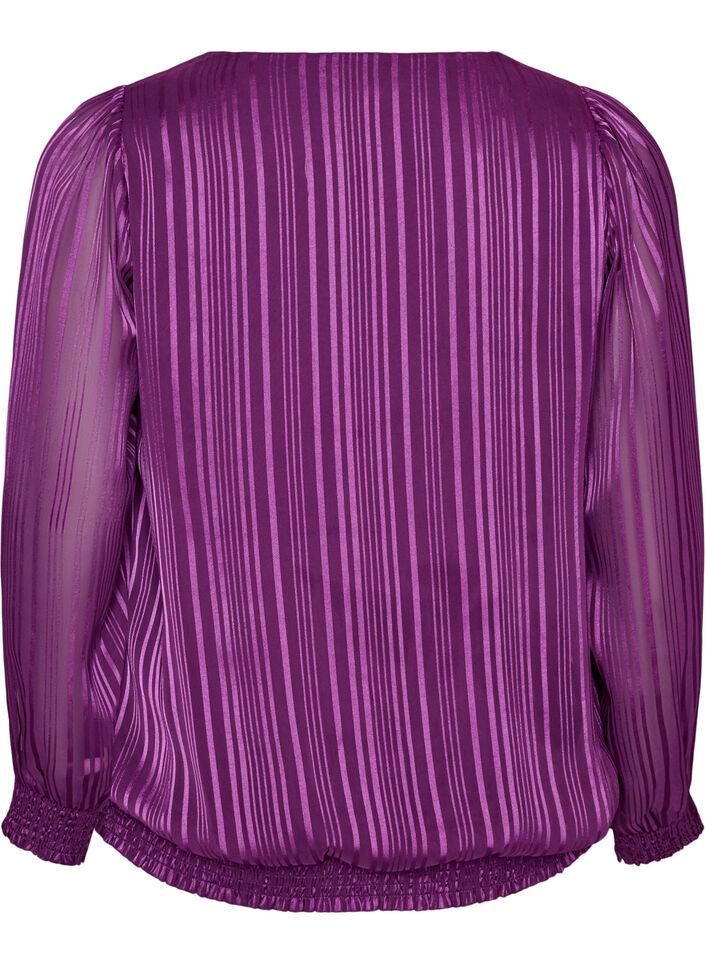 Blouse &agrave; rayures avec coupe ballon, Violet, Packshot image number 1