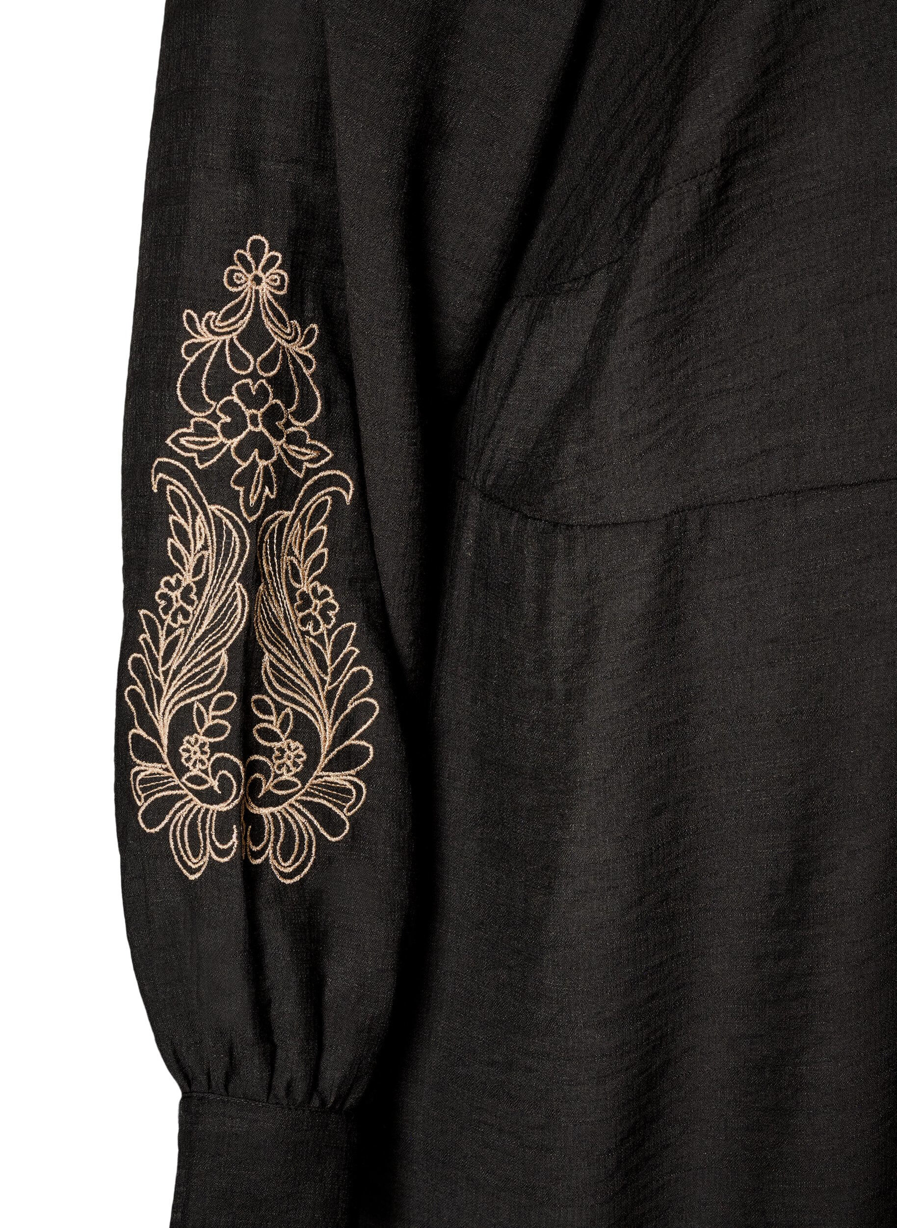 ZizziRobe en viscose avec broderies et volants &eacute;tag&eacute;s, Noir, Packshot image number 3