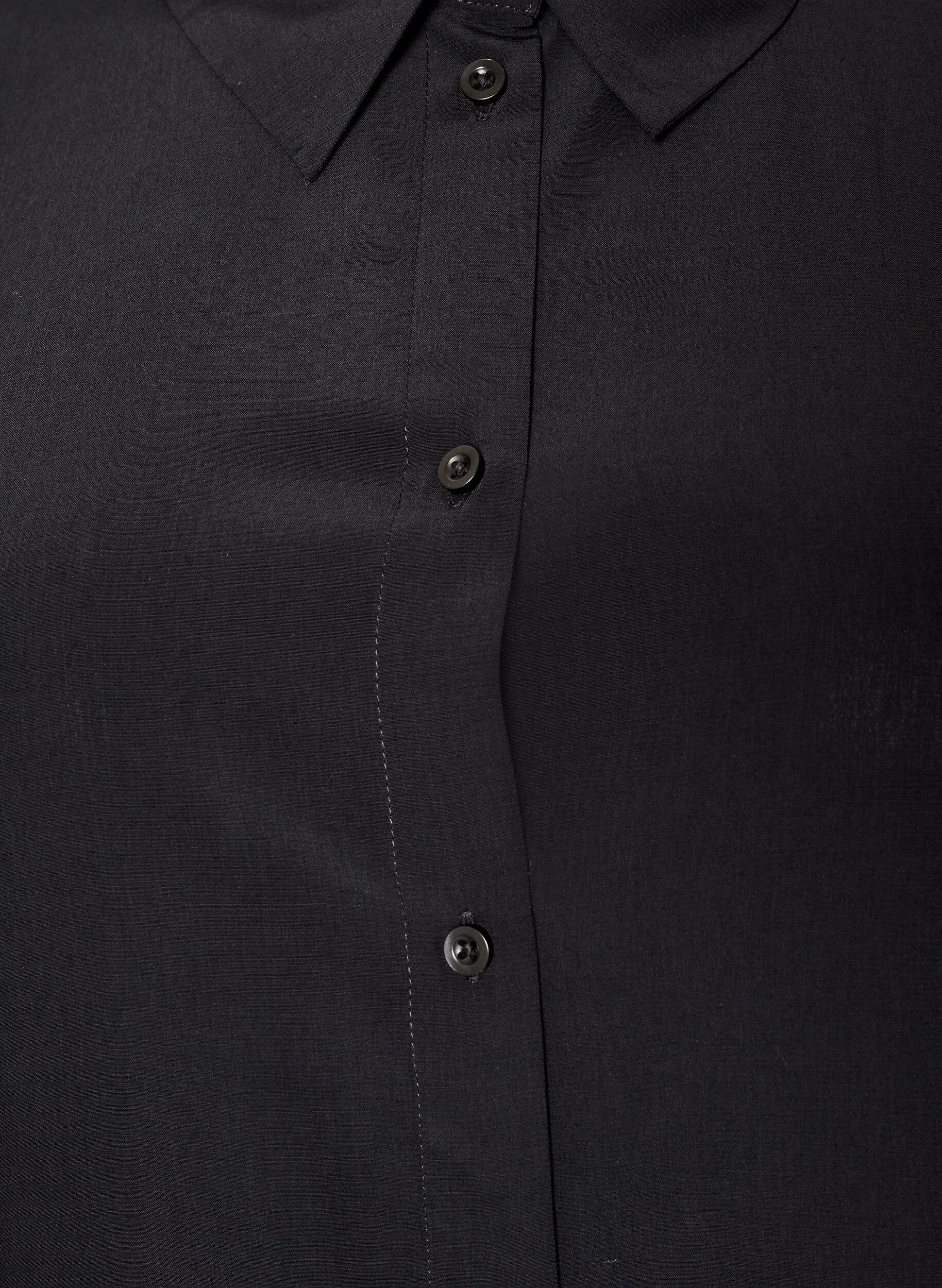 ZizziKurzes Hemdblusenkleid mit R&uuml;schenvolant, Schwarz, Packshot image number 2