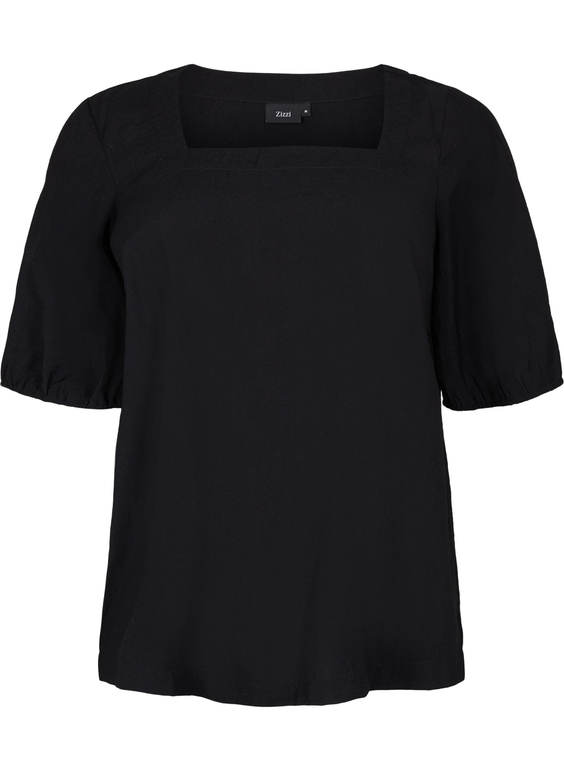 Zizzi Bluse mit Ballon&auml;rmeln, Black, Packshot image number 0