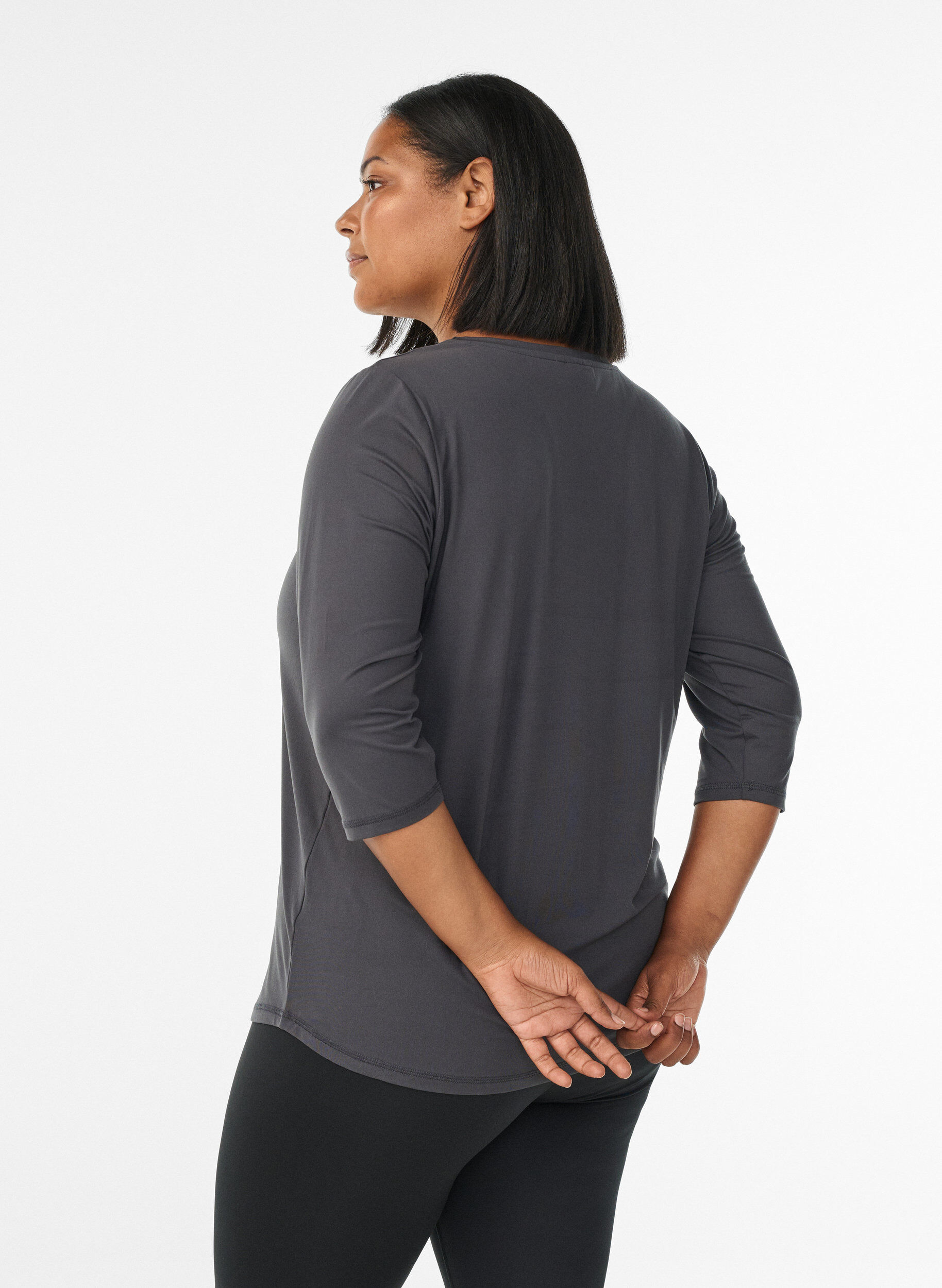 ZizziTrainingsshirt mit 3/4-&Auml;rmeln, Grau, Model image number 2