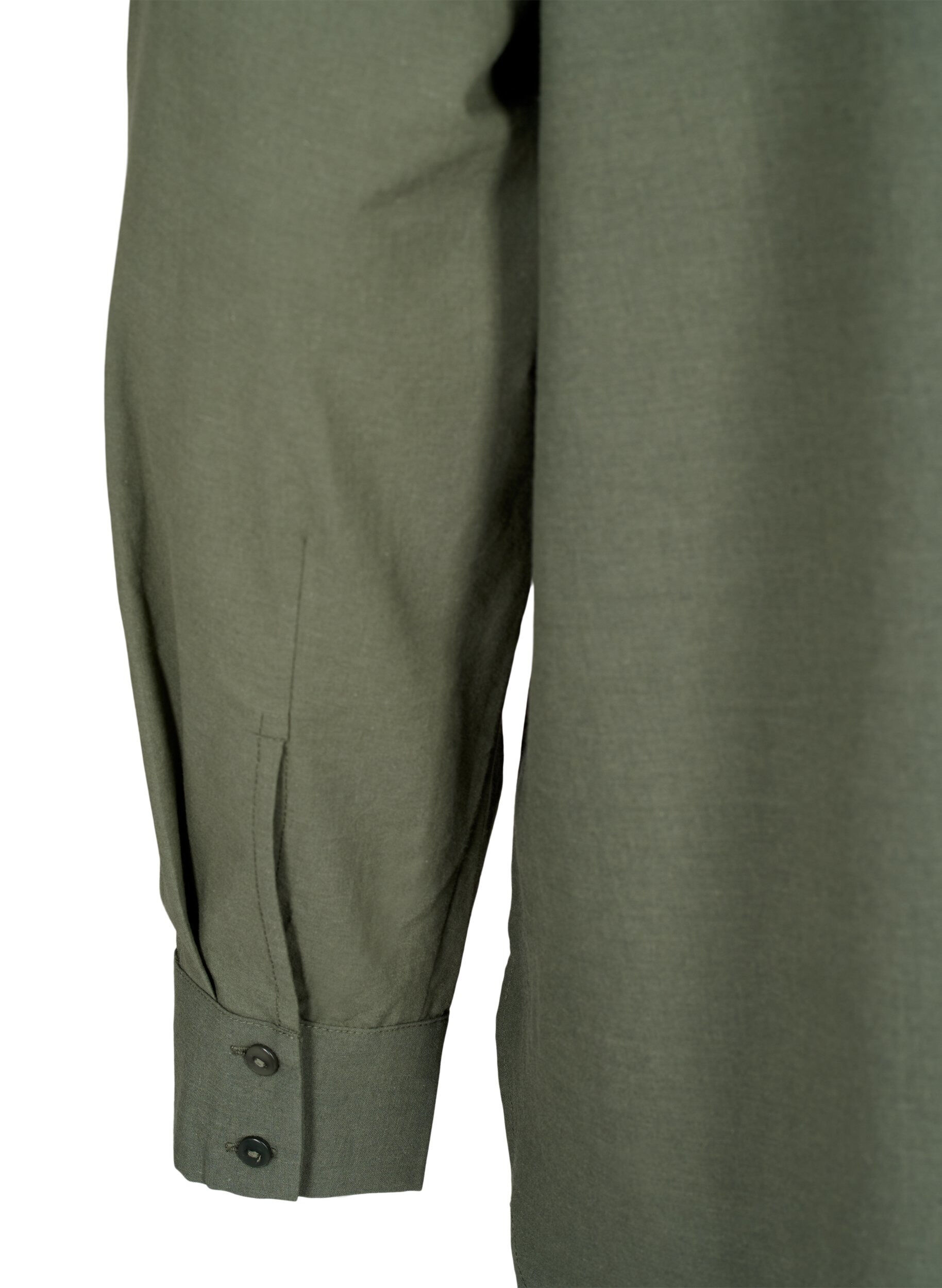 Zizzi Baumwollhemd mit Lochstickerei, Thyme, Packshot image number 4