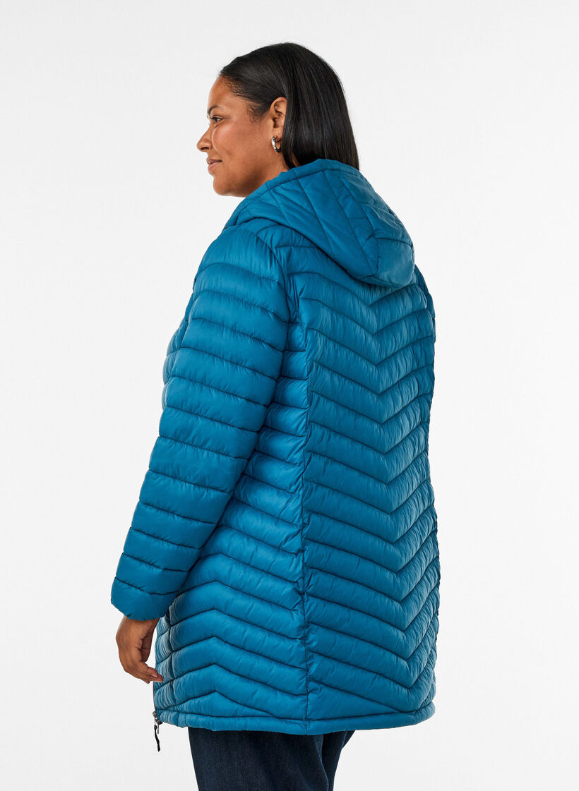 Leichte Jacke mit Taschen und abnehmbarer Kapuze, Petrol, Model image number 2