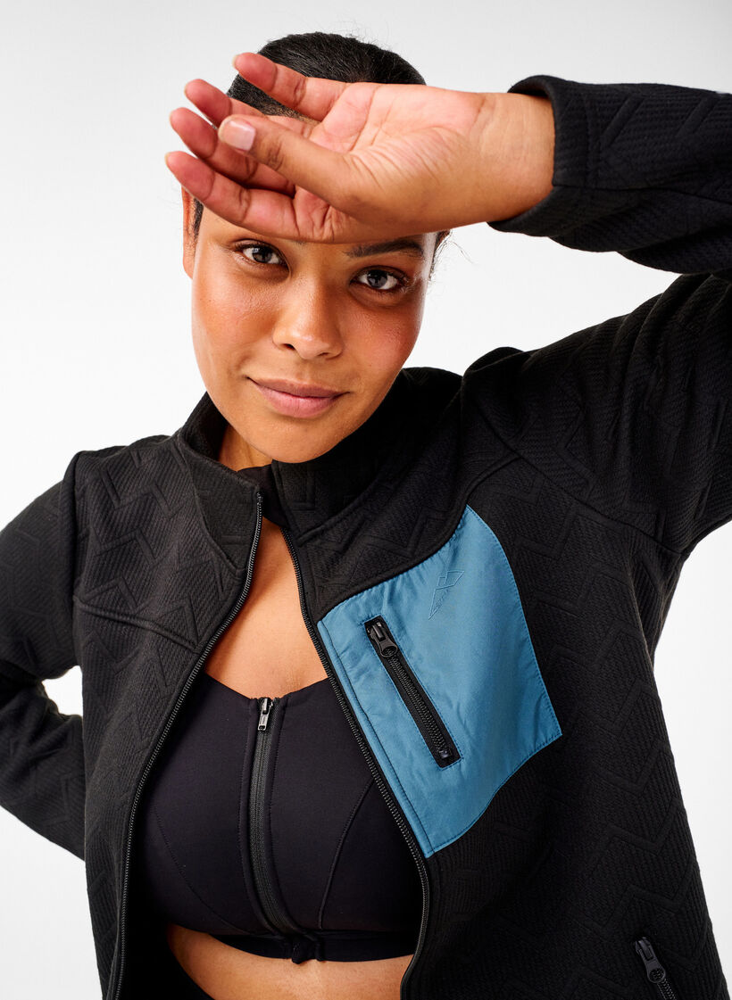 Sportliche Fleecejacke mit Taschen, Schwarz, Image image number 0