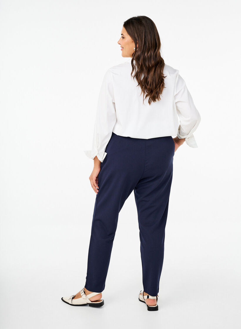 Pantalon avec poches et boutons fantaisie, Bleu, Model image number 1