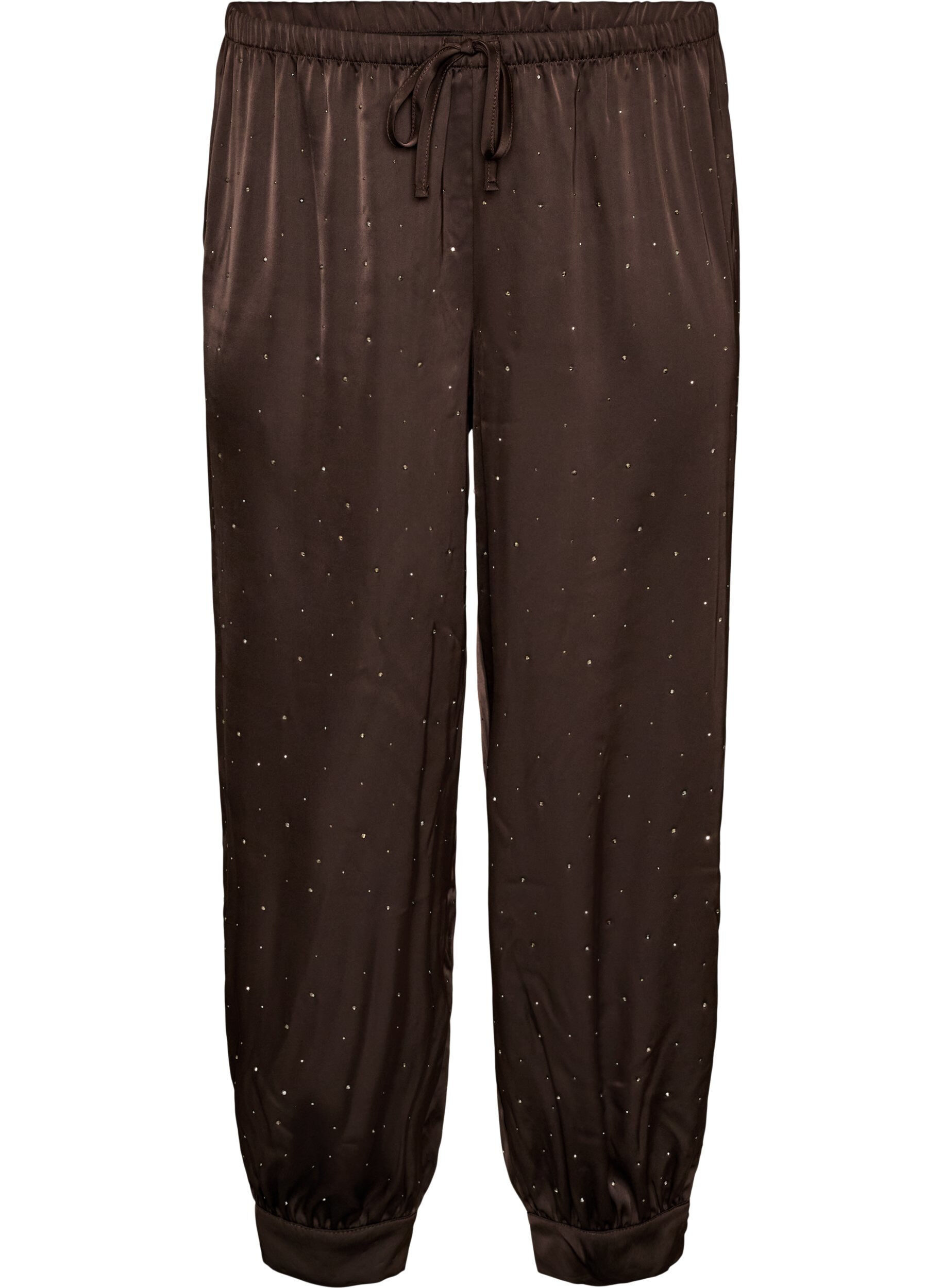 ZizziPantalon ballon en satin avec strass, Marron, Packshot image number 0