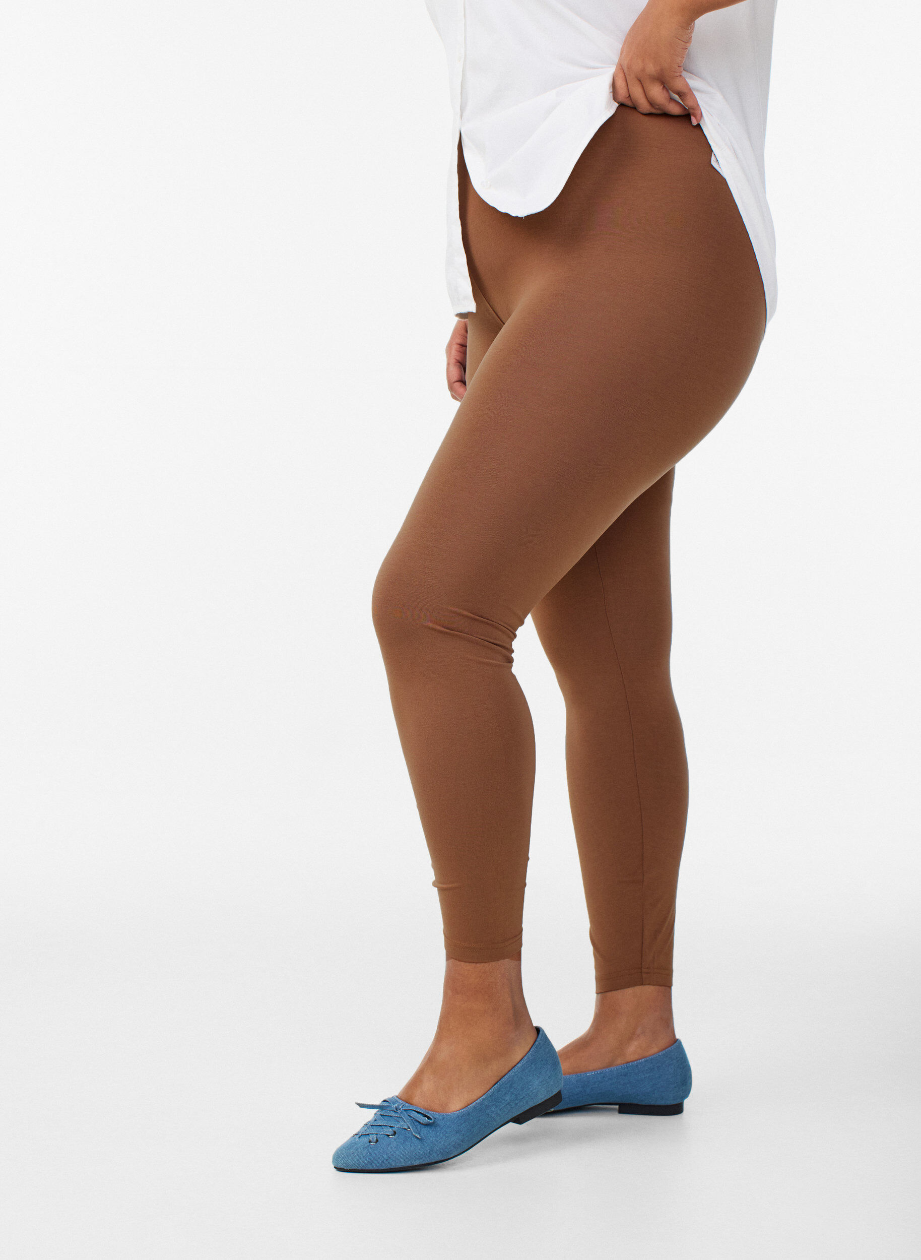 ZizziBasic Leggings aus Viskose, Braun, Model image number 3