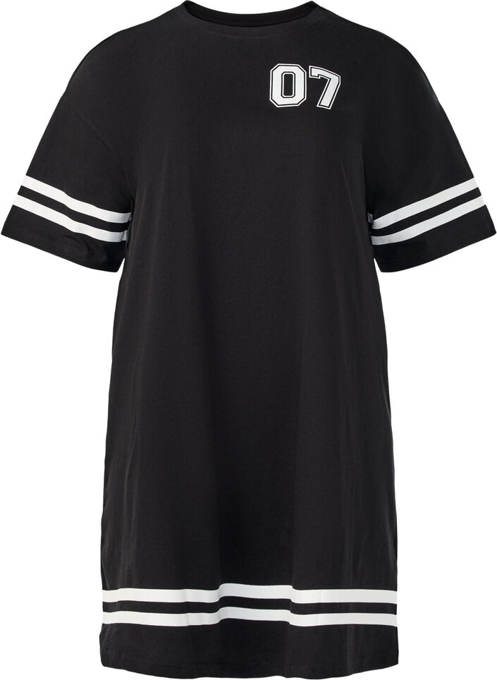 Sportliches T-Shirtkleid aus Baumwolle, Schwarz, Packshot image number 0