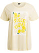 T-shirt de nuit long en coton bio avec imprim&eacute;, Jaune clair, Packshot image number 0