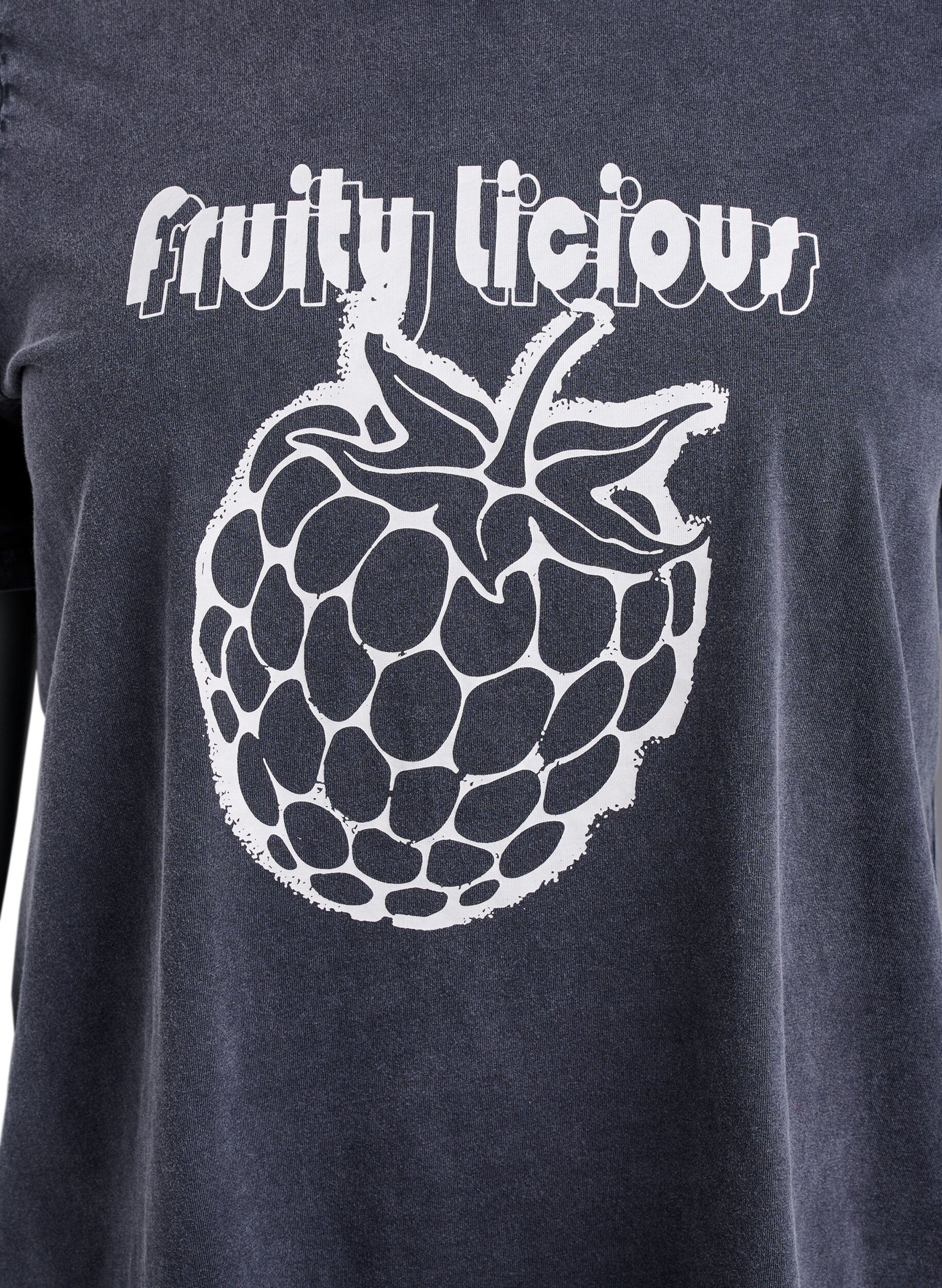 Zizzi T-Shirt aus Bio-Baumwolle mit Grafikprint, Grau, Packshot image number 2