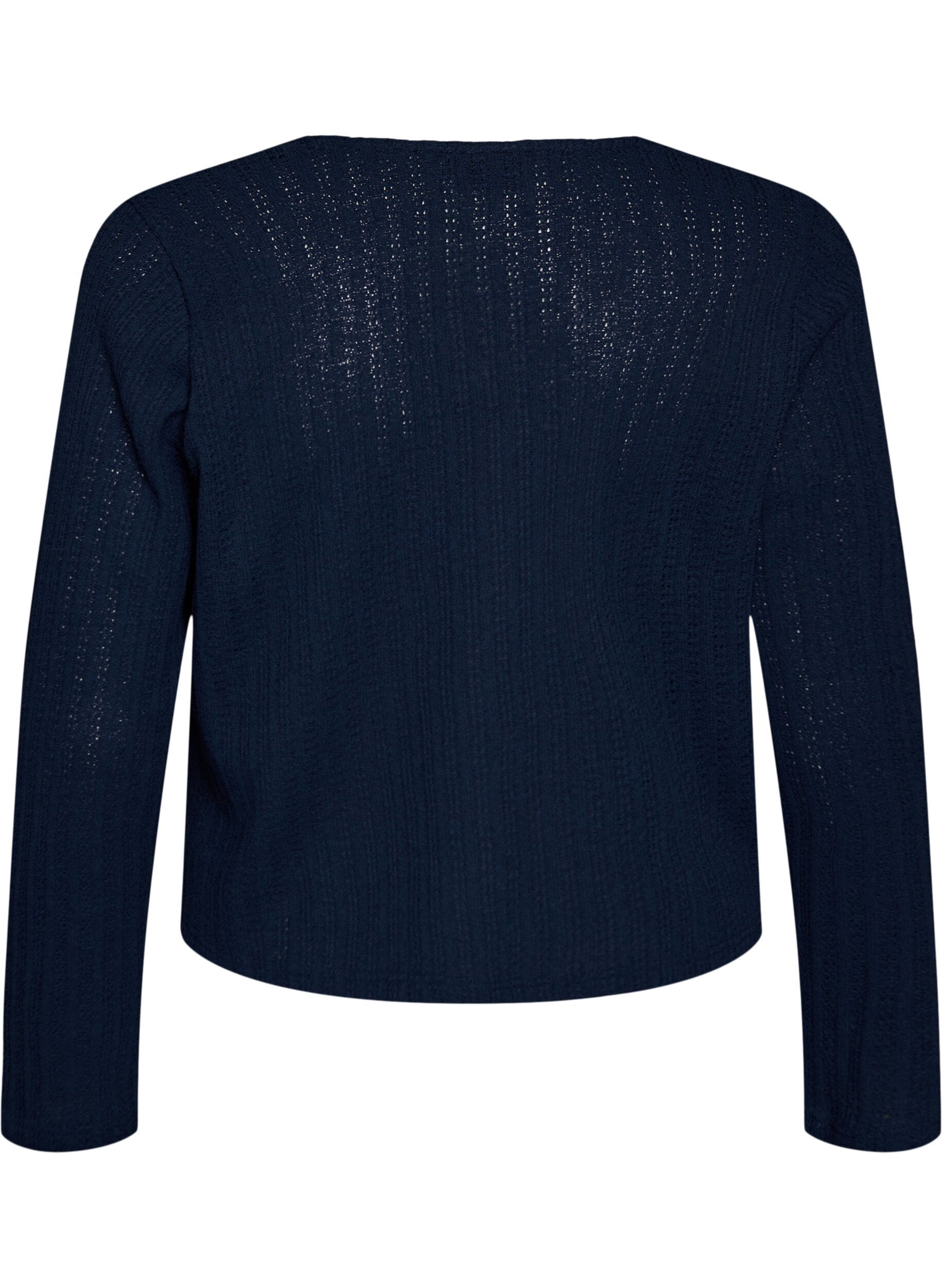 Zizzi Strickjacke aus Jersey mit Struktur und Bindedetail vorne, Blau, Packshot image number 1