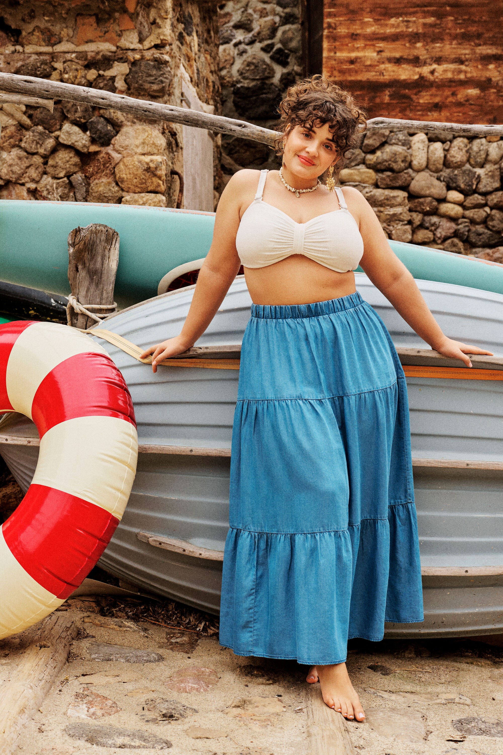 ZizziBoh&egrave;me dans des tons bleu mer, , Model