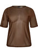 Top en maille avec manches courtes et col rond, Marron, Packshot image number 0
