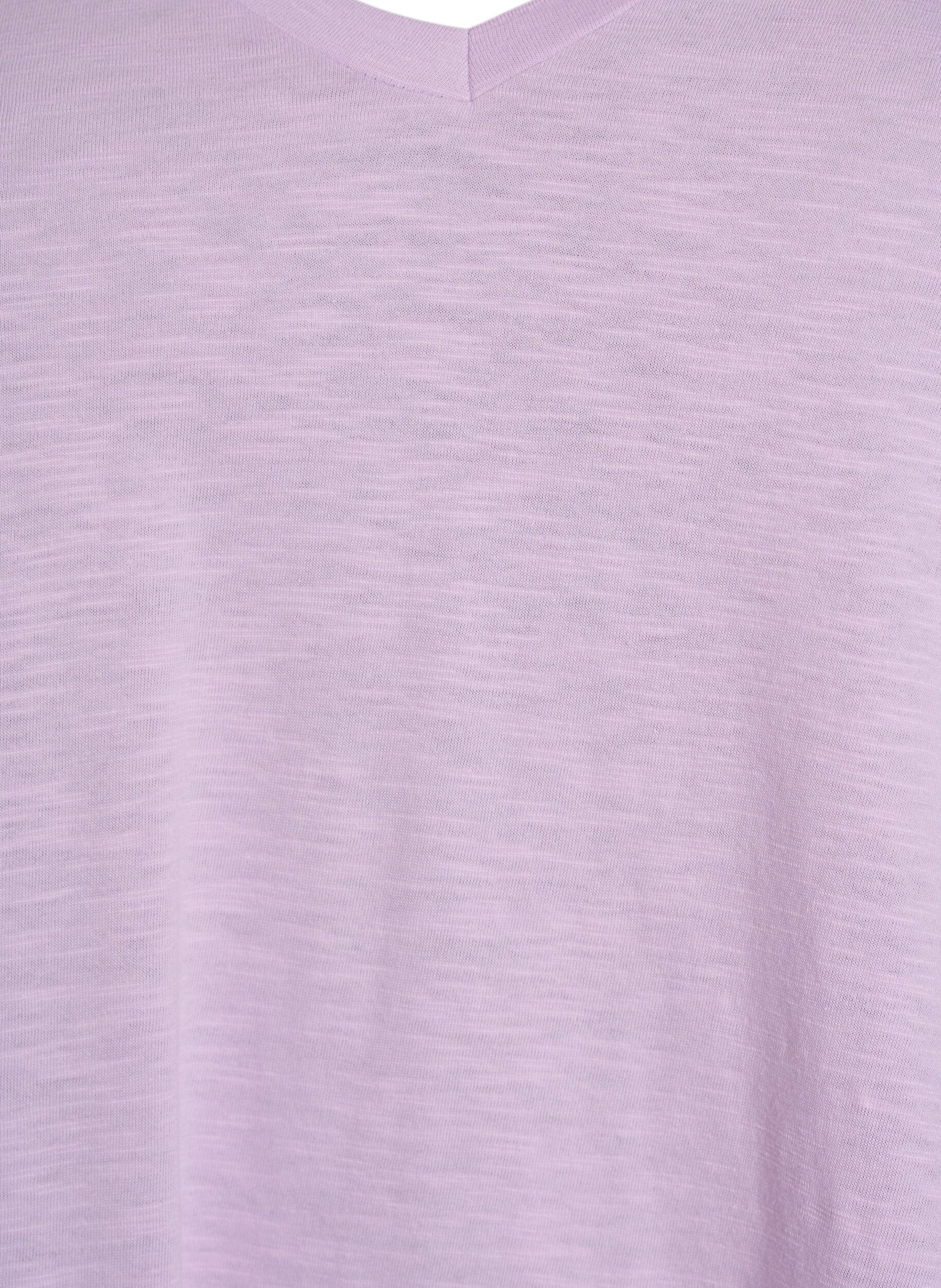 Zizzi T-shirt basique &agrave; manches courtes et col en V, Mauve, Packshot image number 2
