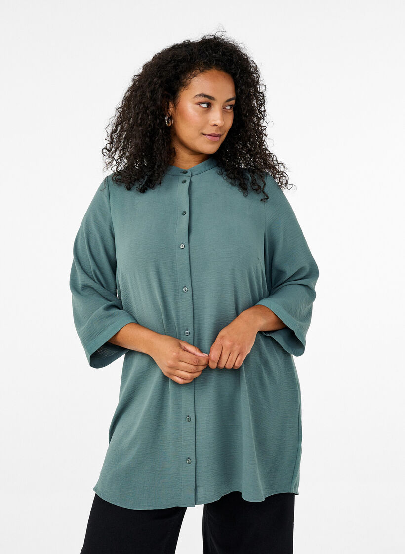 Tunika mit 3/4-&Auml;rmeln, Gr&uuml;n, Model image number 0
