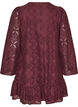 Spitzenkleid mit langen &Auml;rmeln und R&uuml;schensaum, Dunkles Bordeaux, Packshot image number 1