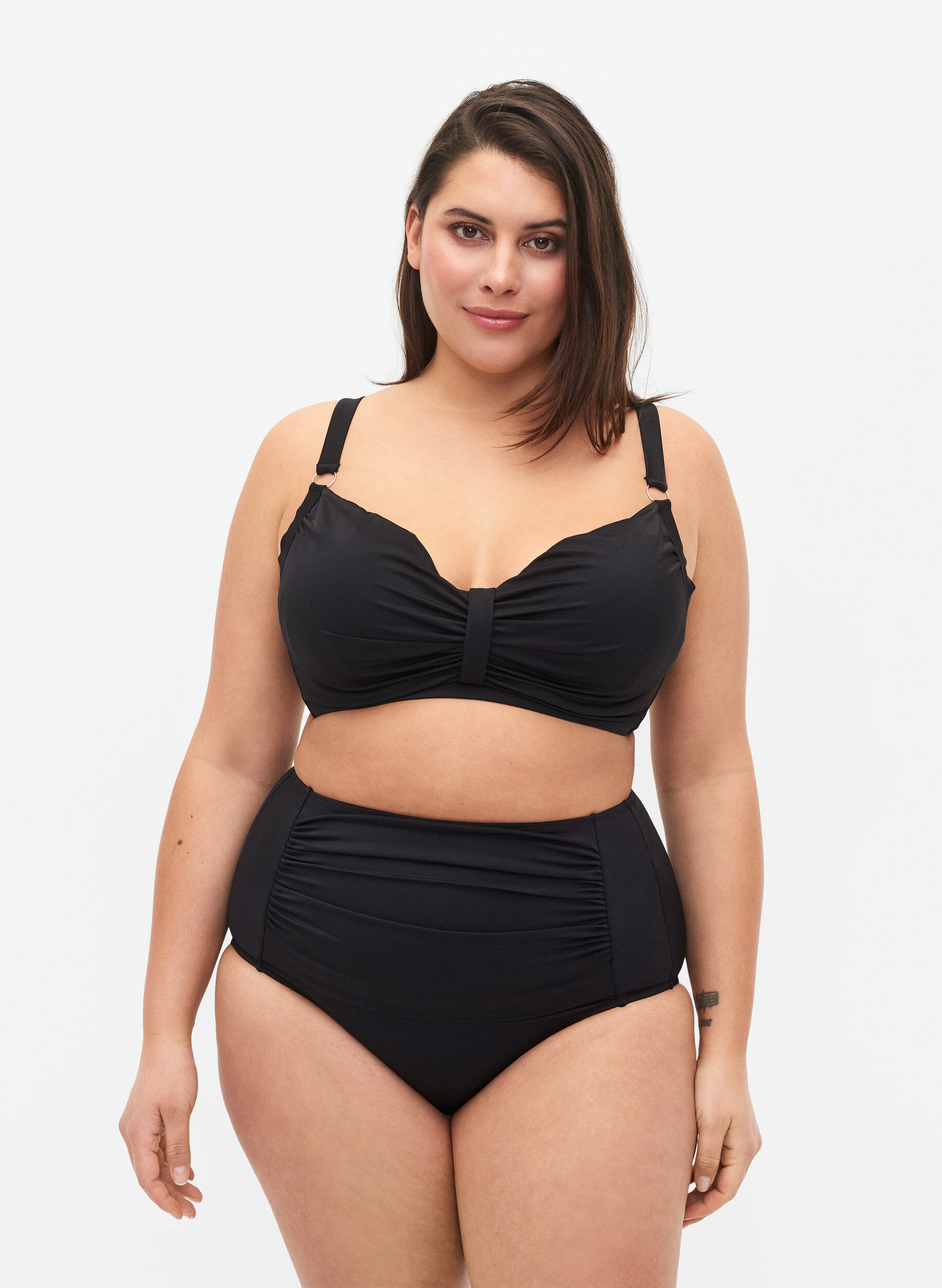 Bas de bikini &agrave; taille haute, Noir, Model