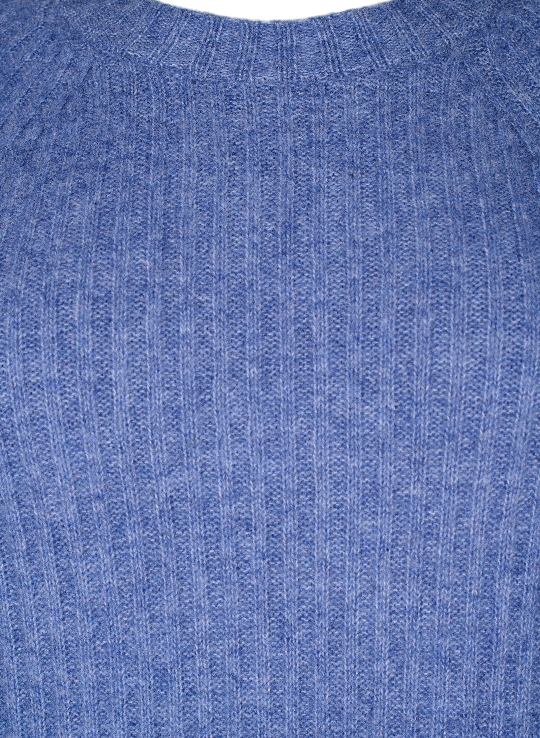 Zizzi Rippstrickkleid mit Schlitz, Gray Blue Mel., Packshot image number 2