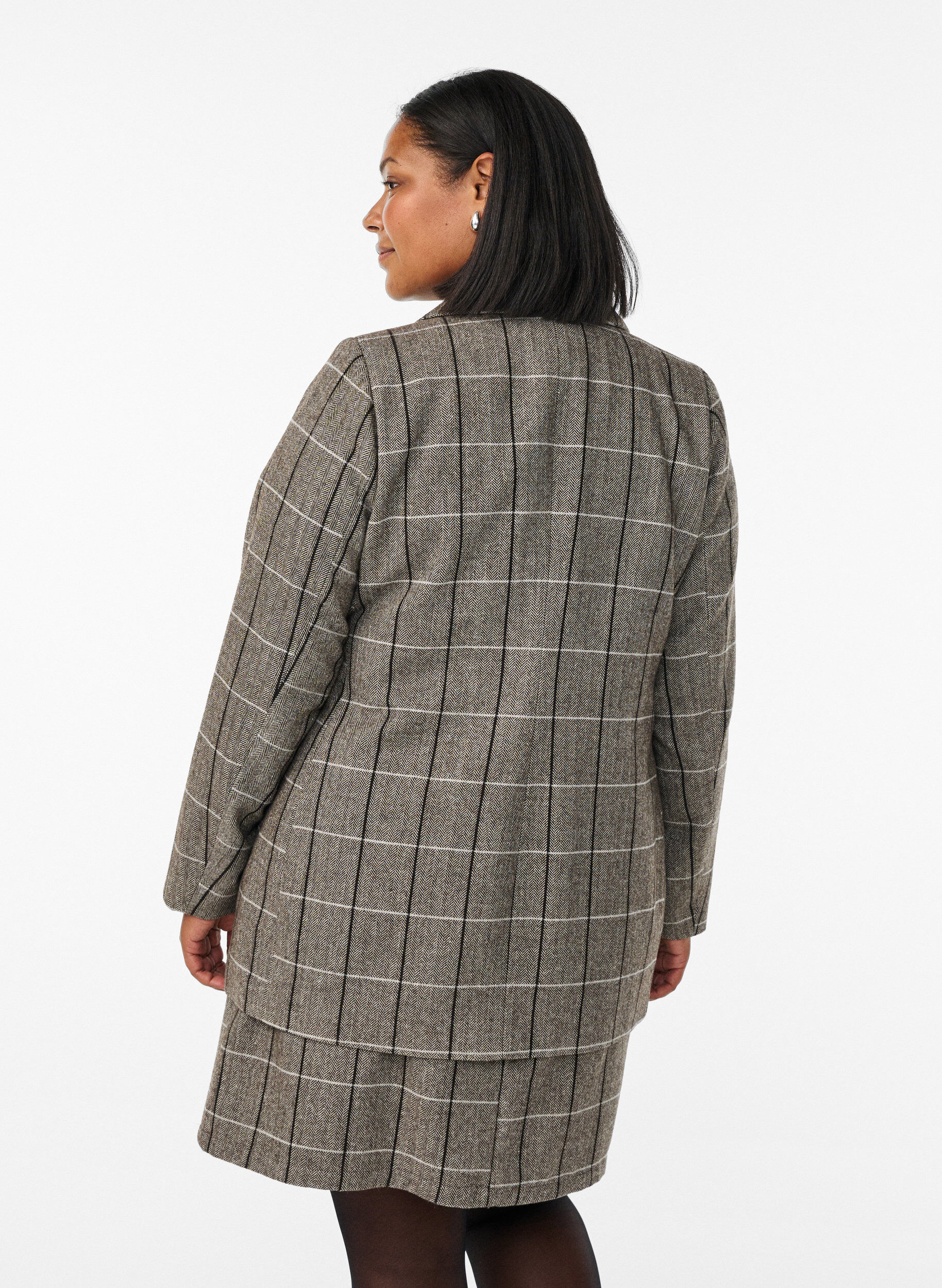 Zizzi Klassischer karierter Blazer, Grau, Model image number 2
