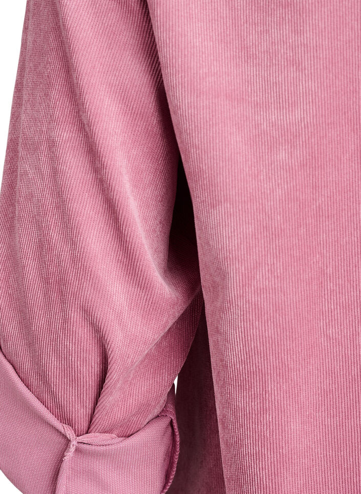 Robe en velours c&ocirc;tel&eacute; avec zip et manches 3/4, Rose, Packshot image number 3