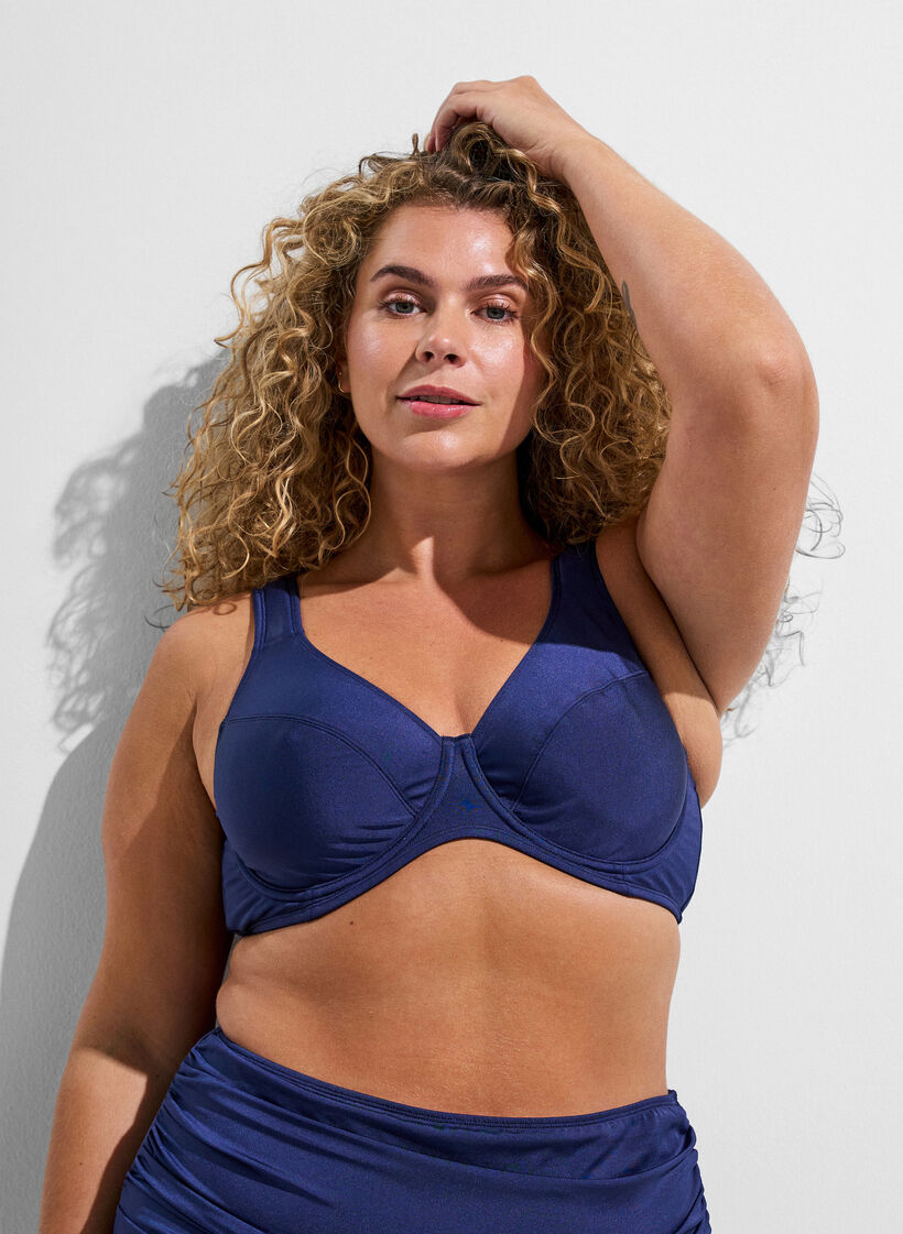Bikinioberteil mit B&uuml;geln und voller Abdeckung, Blau, Model image number 0