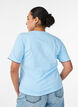 T-shirt en coton avec bords ondul&eacute;s contrastants, Bleu Clair, Model image number 2