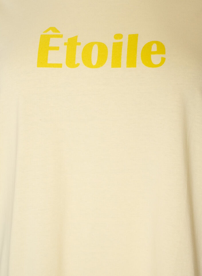 T-shirt en coton bio avec inscription en velours, Jaune clair, Packshot image number 2