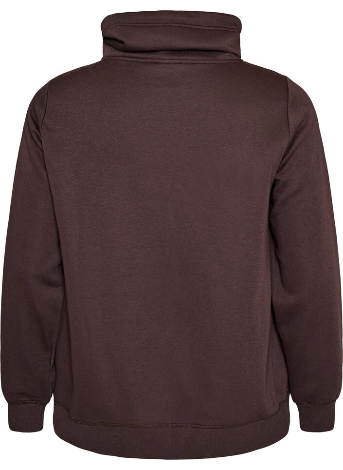 Sweat &agrave; col montant et poches, Marron, Packshot image number 1